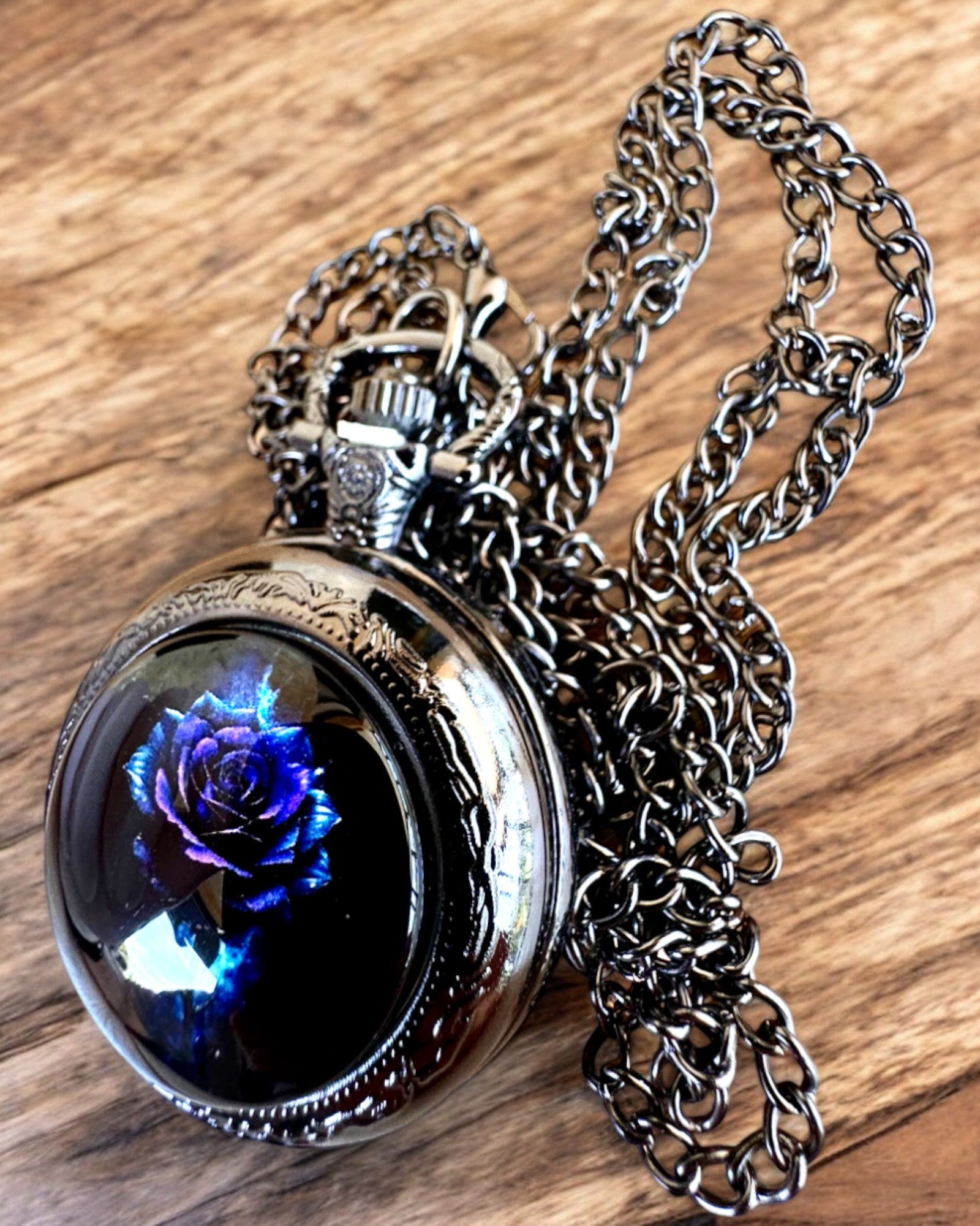 Pocket watch "Róża Mroku" - stainless steel, with engraving option for a gift