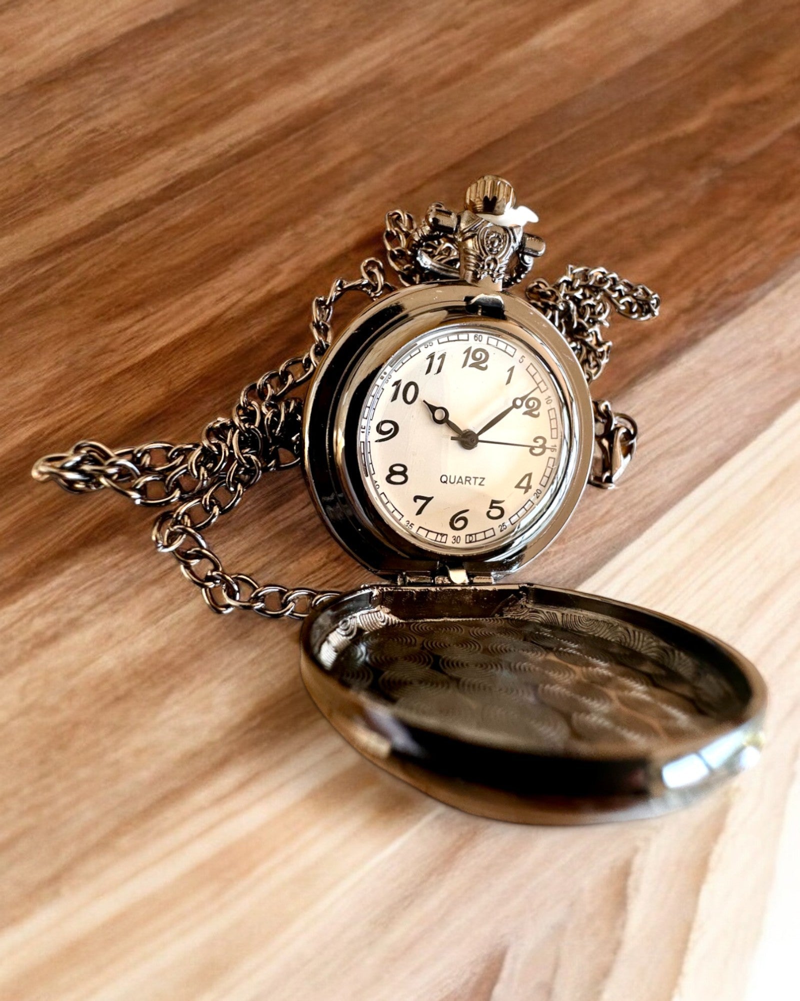 "Tiger Elegance" stainless steel pocket watch with engraving option for a gift