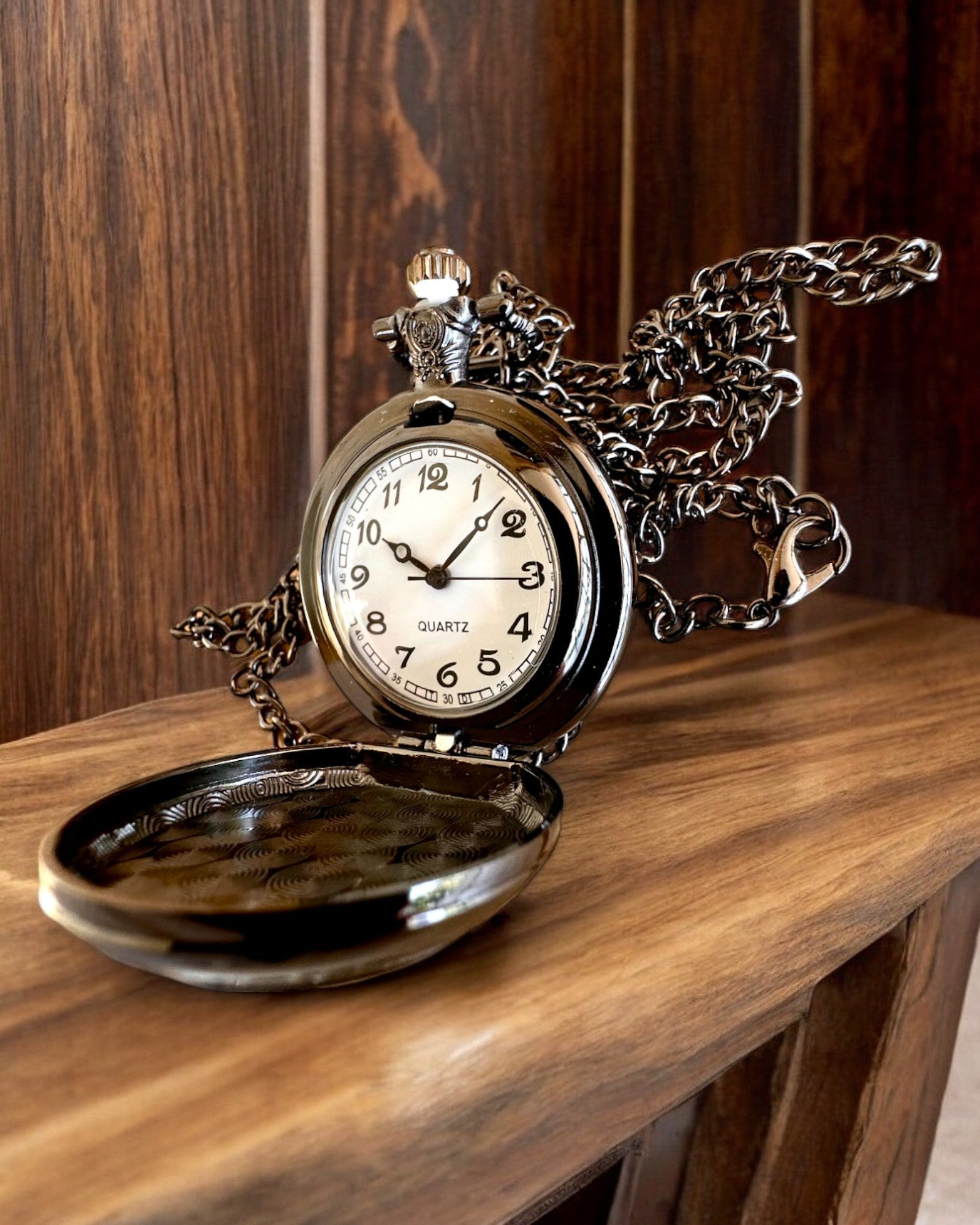 "Tiger Elegance" stainless steel pocket watch with engraving option for a gift