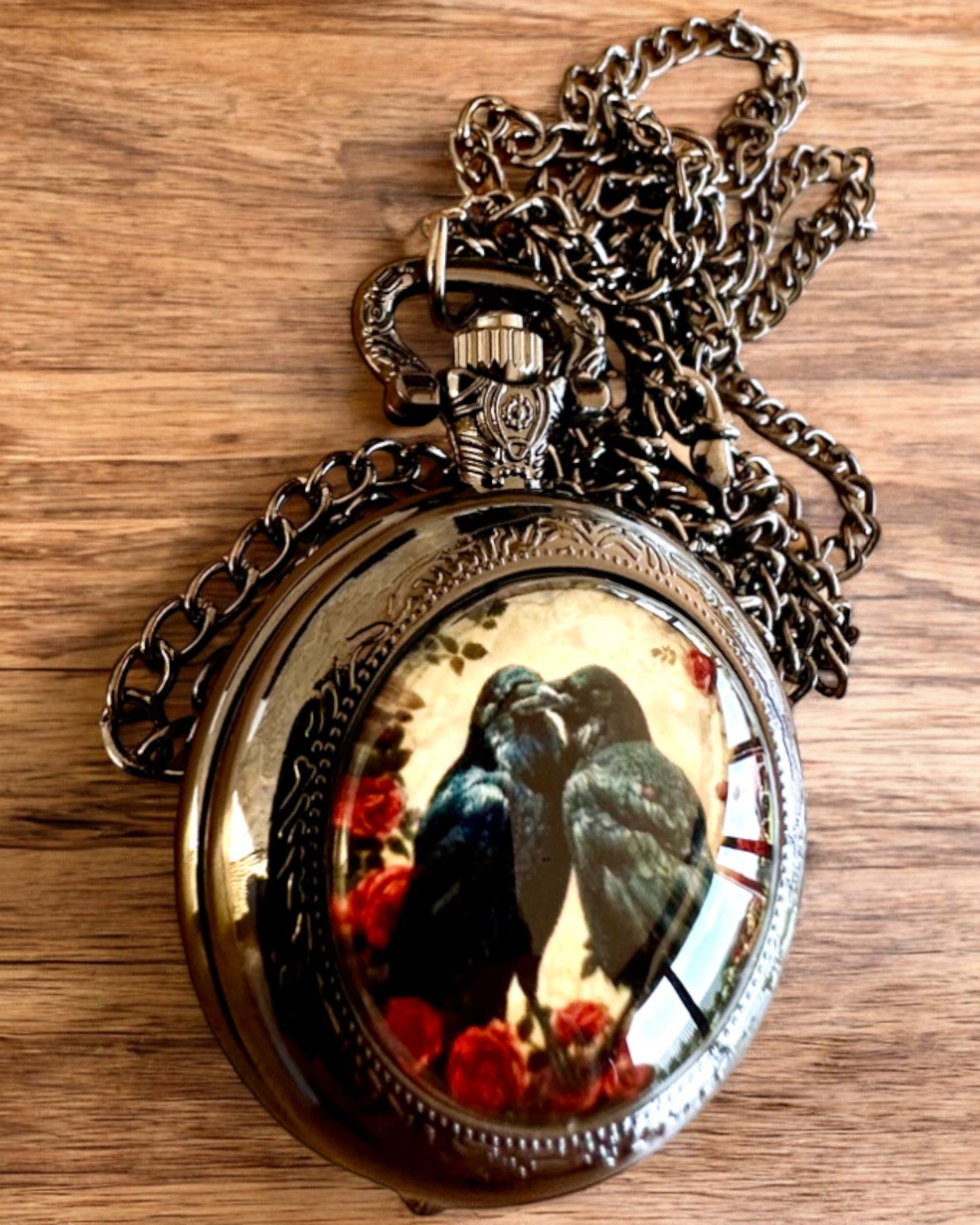 Pocket Watch 'Kiss of the Ravens' with Engraving – personalized engraving for a gift