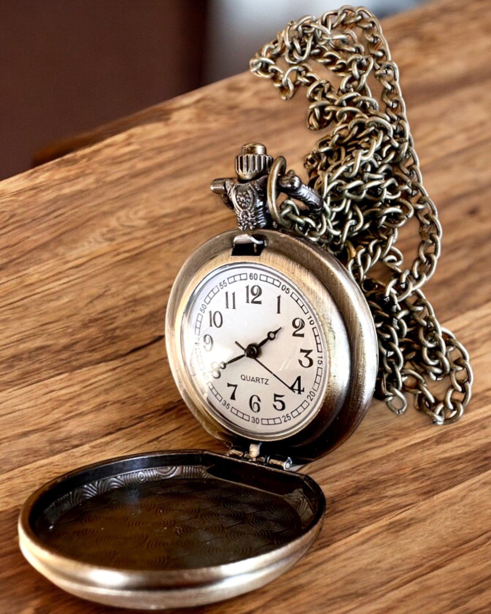 Retro Pocket Watch "Motorcycle Style", customizable with engraving for a gift
