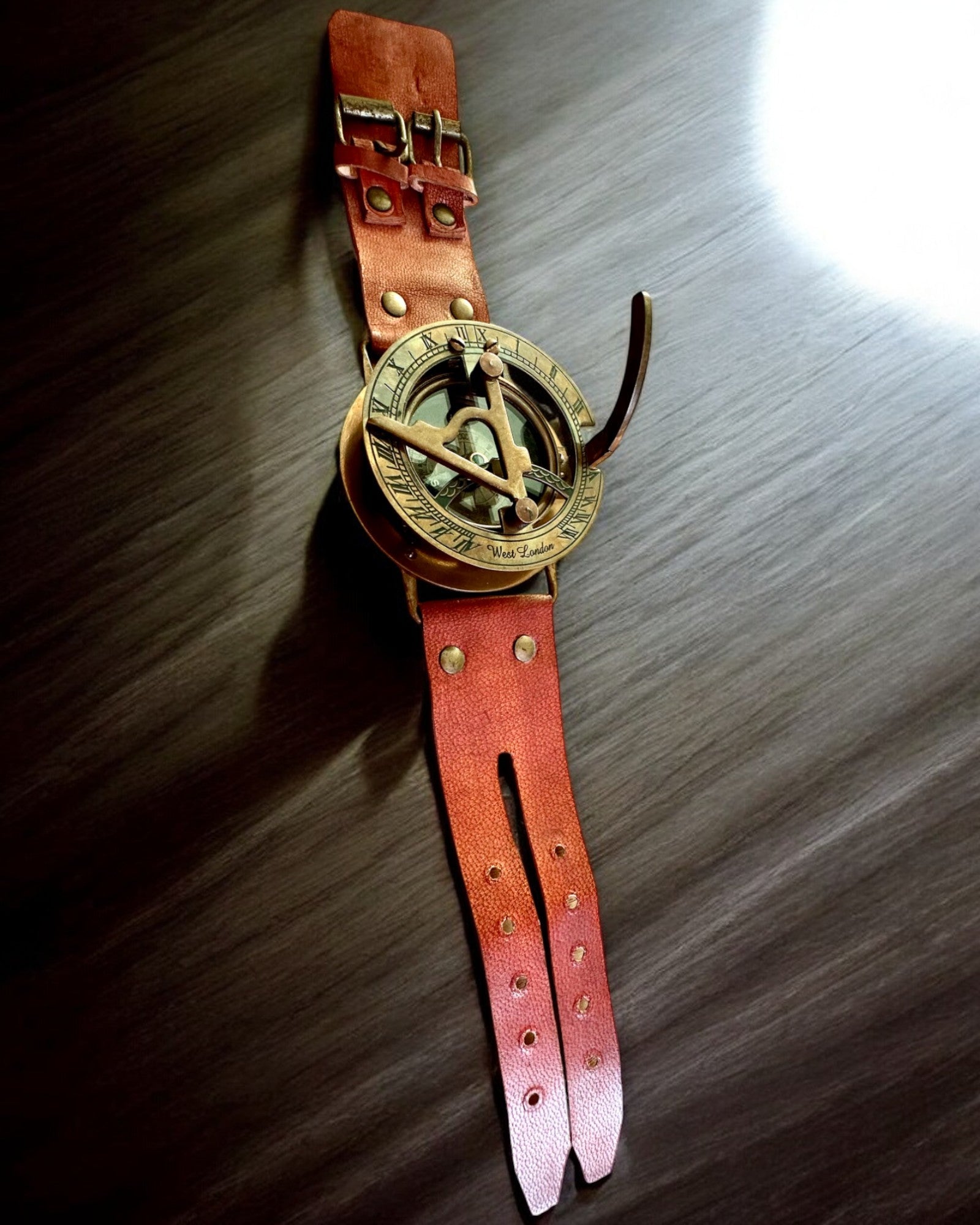 Sundial "Antique Compass", wristwatch with compass, customizable with engraving