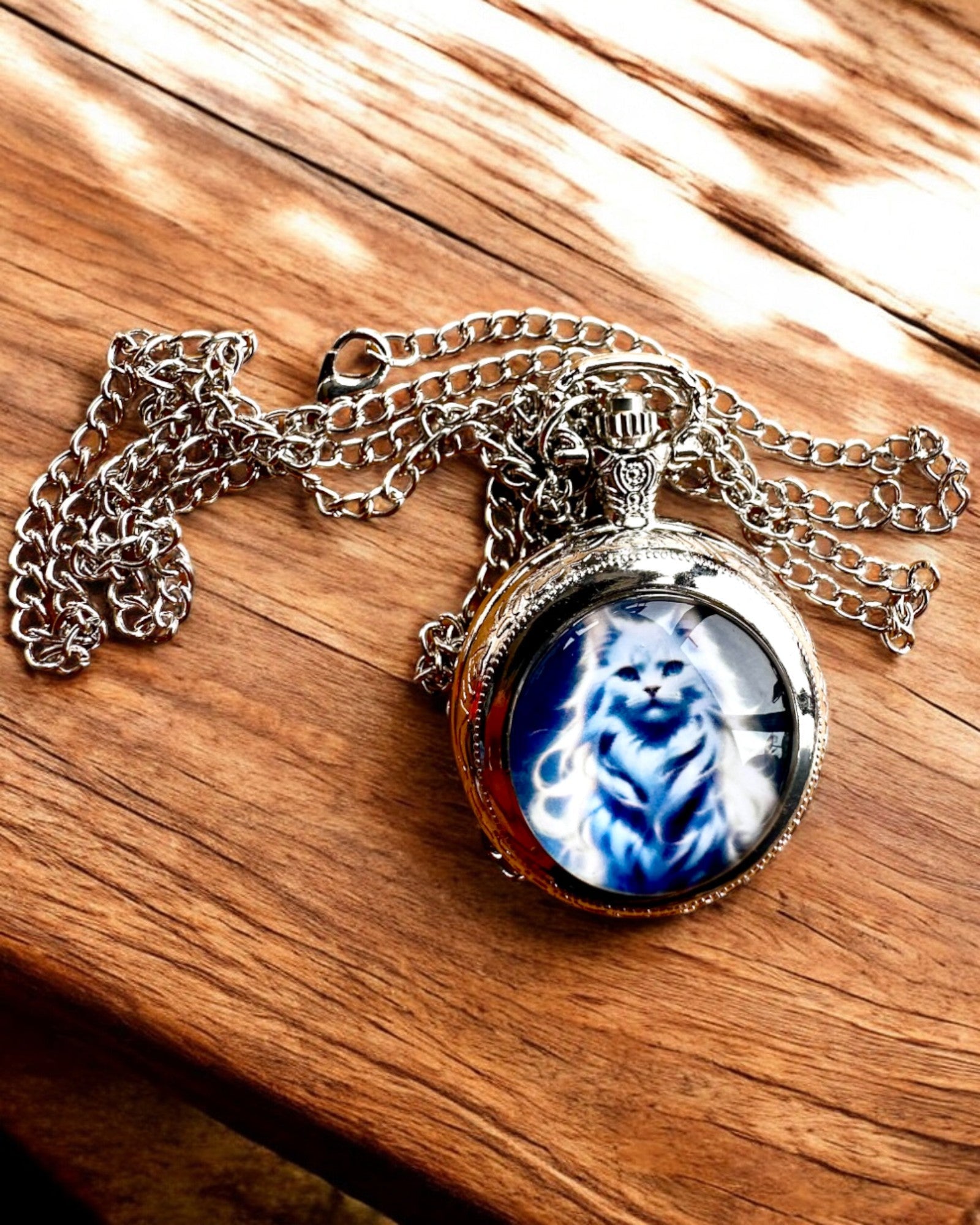 "Starry Cat" Pocket Watch with Engraving Option, 2 Color Variants Available