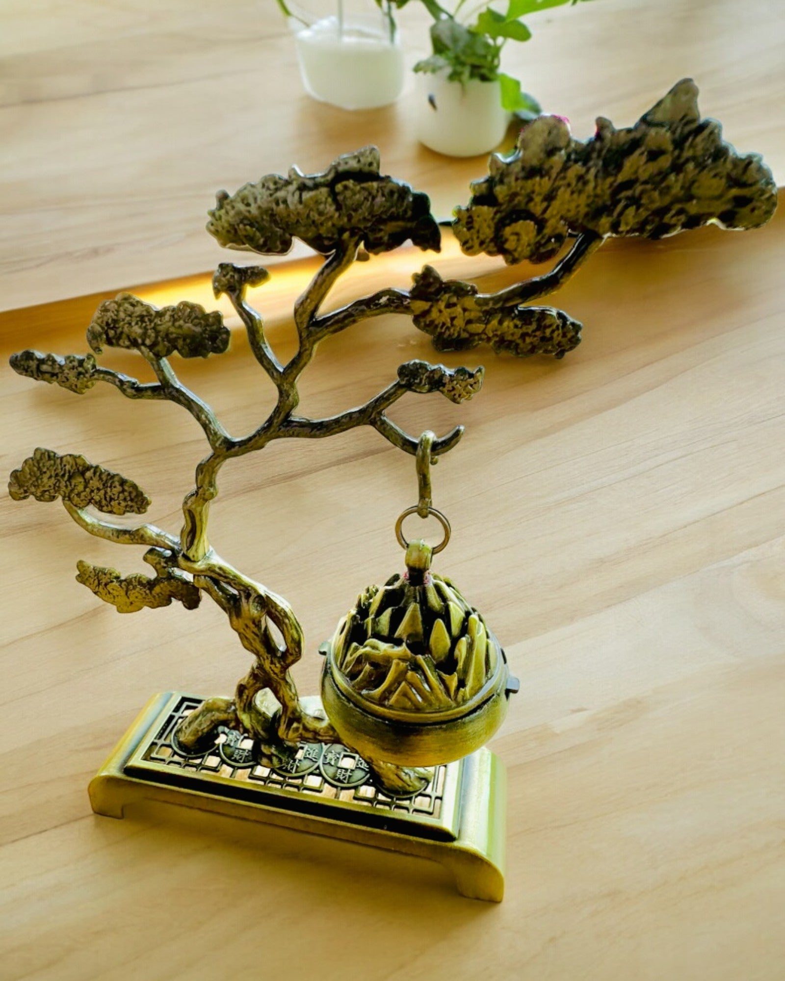Elegant Metal Incense Holder Bonsai - personalization with engraving available for a gift