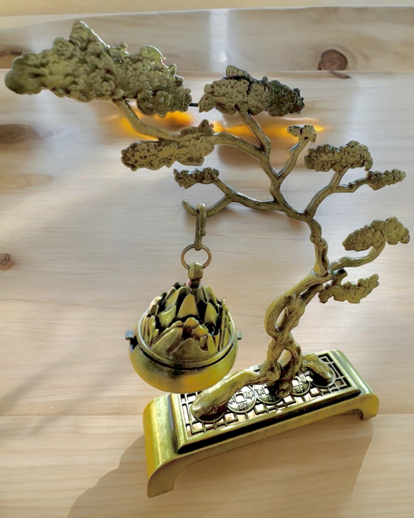 Elegant Metal Incense Holder Bonsai - personalization with engraving available for a gift