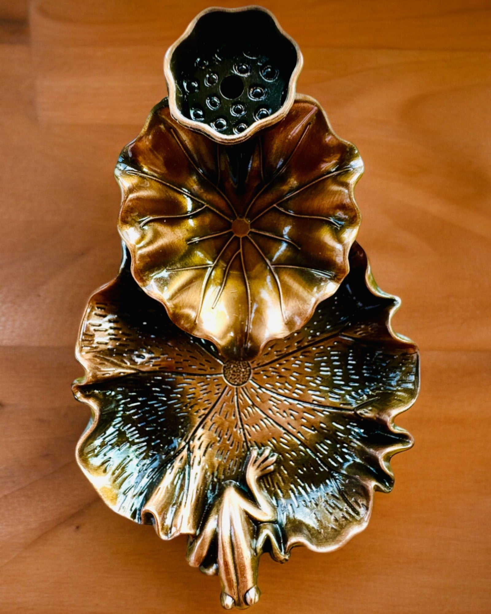 Elegant Metal Lotus Leaf Incense Holder - 4 variants to choose from, personalization with engraving available for a gift