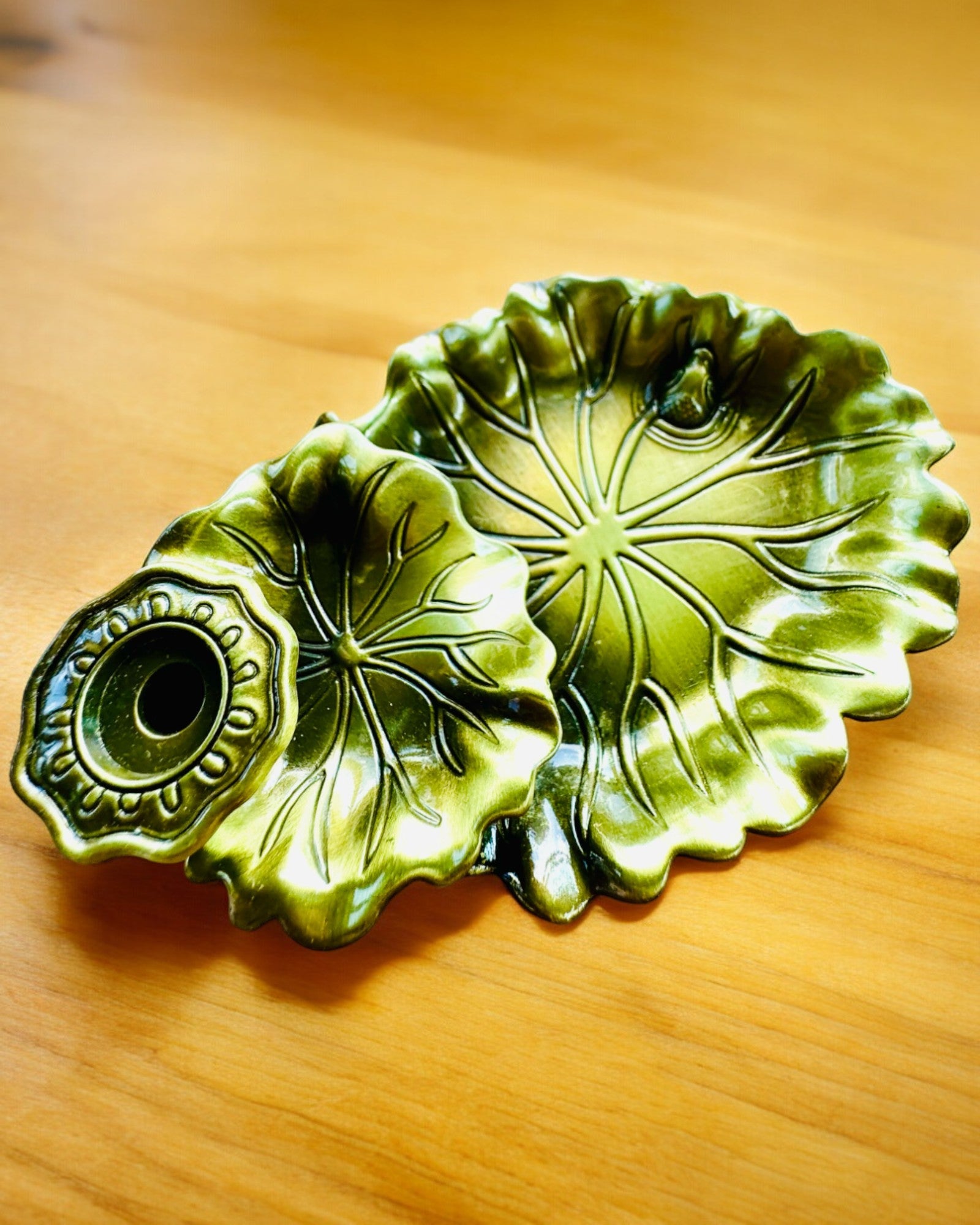 Elegant Metal Lotus Leaf Incense Holder - 4 variants to choose from, personalization with engraving available for a gift