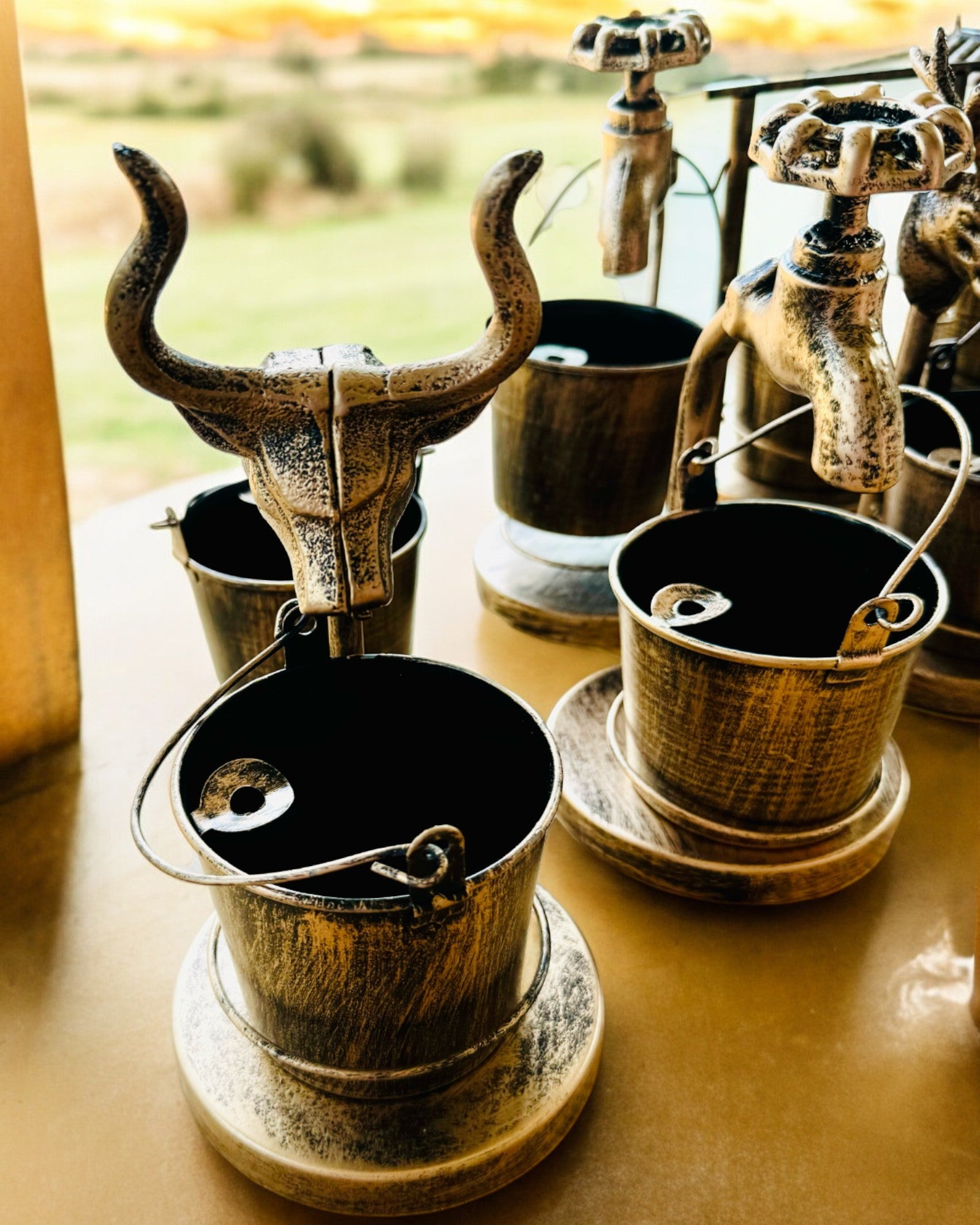 Stylish Metal Ashtray "Rustic Charm" 19-23 cm in height, 8 variants to choose from, engraving upon request