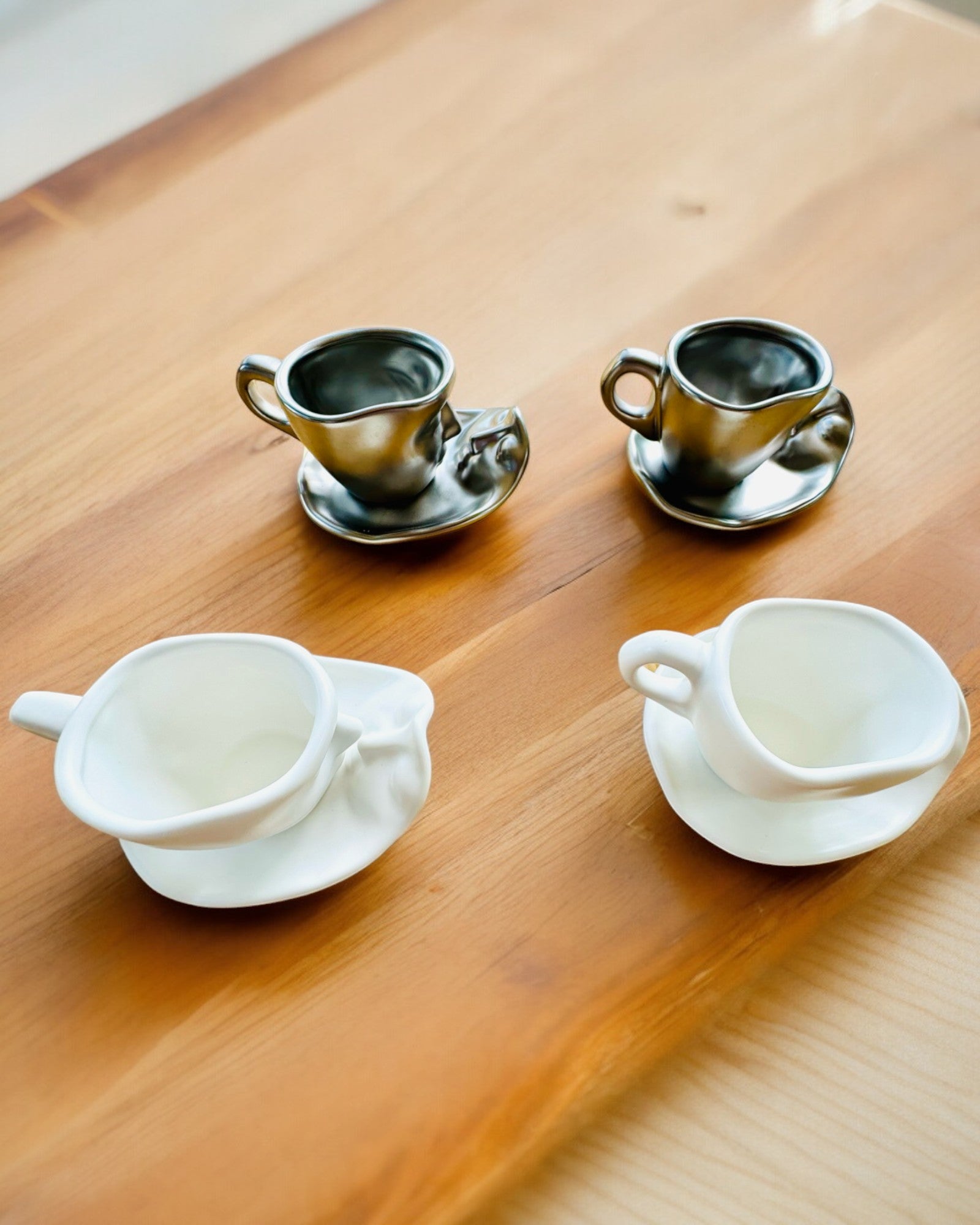 Elegant Ceramic Cups "Mask" – Set of 2 pcs. - personalization with engraving available for a gift