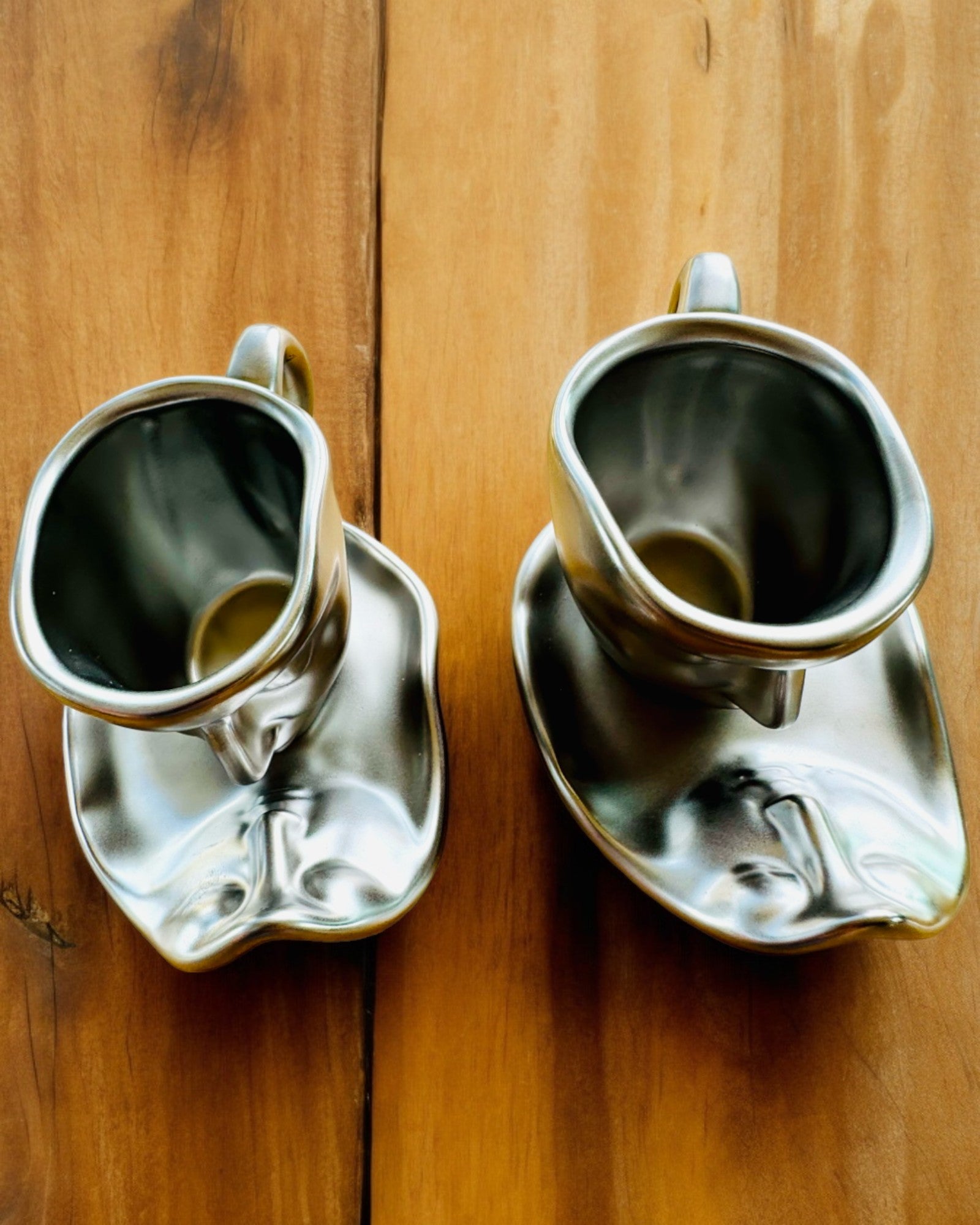 Elegant Ceramic Cups "Mask" – Set of 2 pcs. - personalization with engraving available for a gift