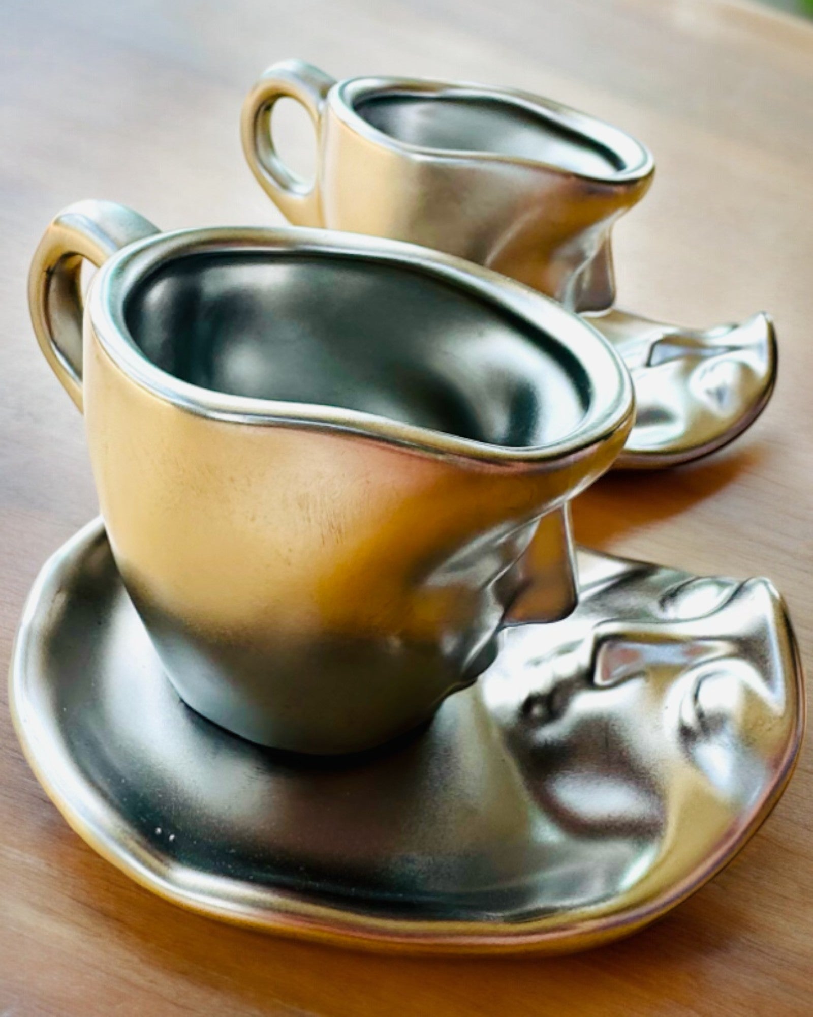 Elegant Ceramic Cups "Mask" – Set of 2 pcs. - personalization with engraving available for a gift