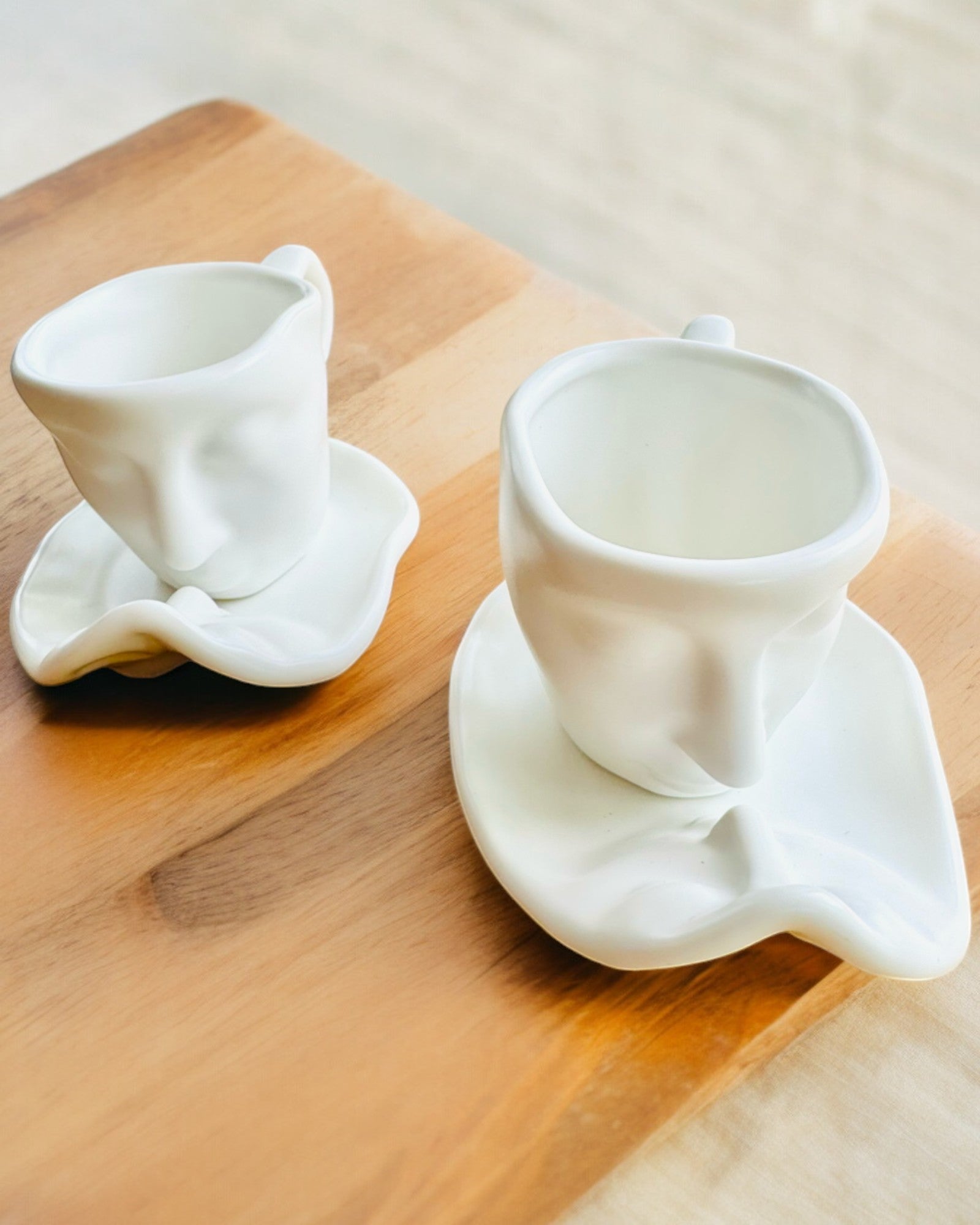 Elegant Ceramic Cups "Mask" – Set of 2 pcs. - personalization with engraving available for a gift
