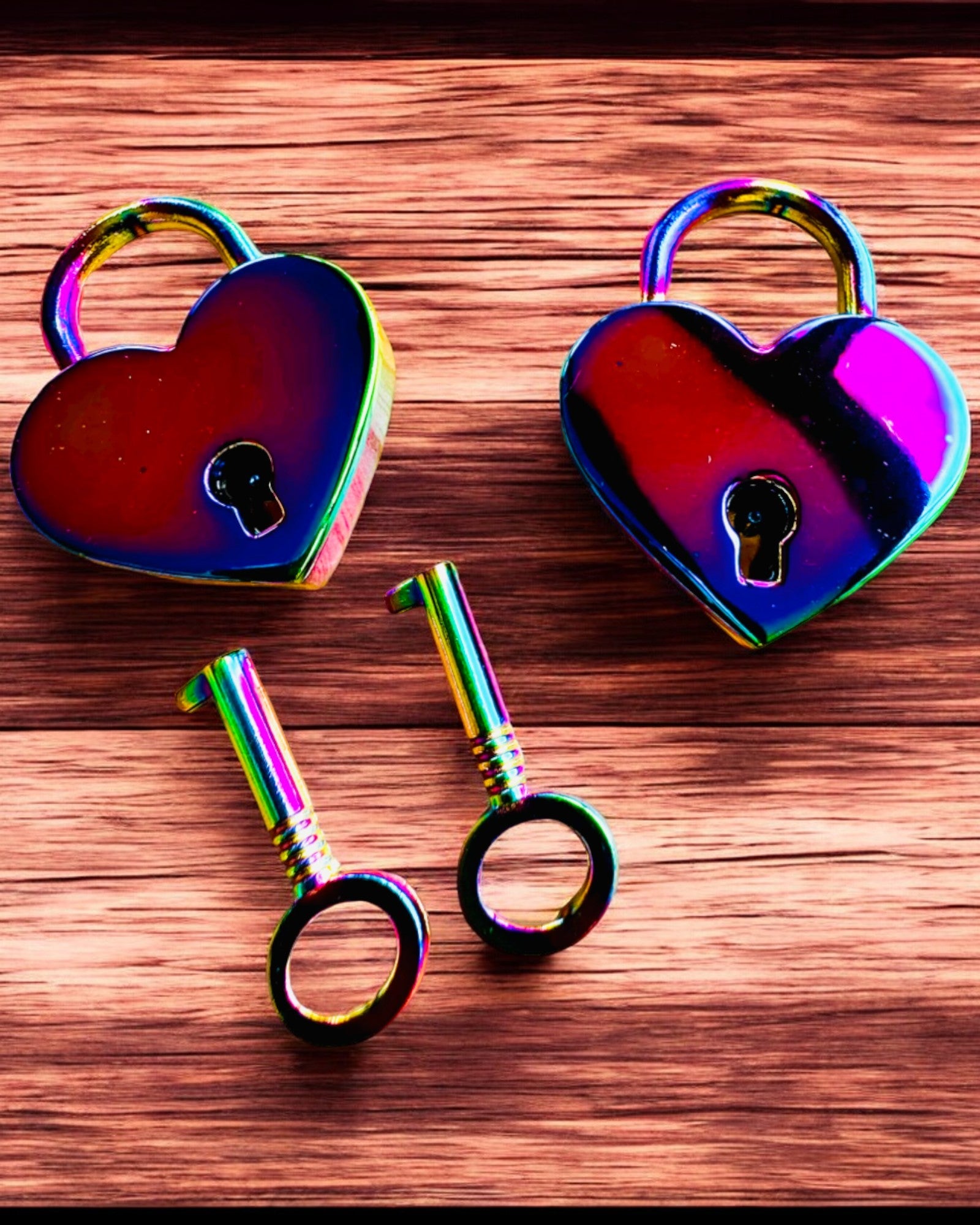 Romantic Mini Heart Padlocks DeLuxe, Set of 2 padlocks with keys, 6 variants to choose from, option for personalized engraving as a gift