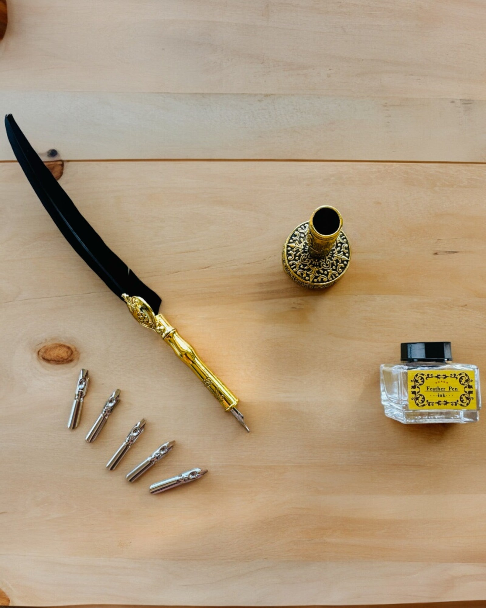 Elegant Goose Feather Pen with Accessory Set - Royal Quill, customizable with engraving