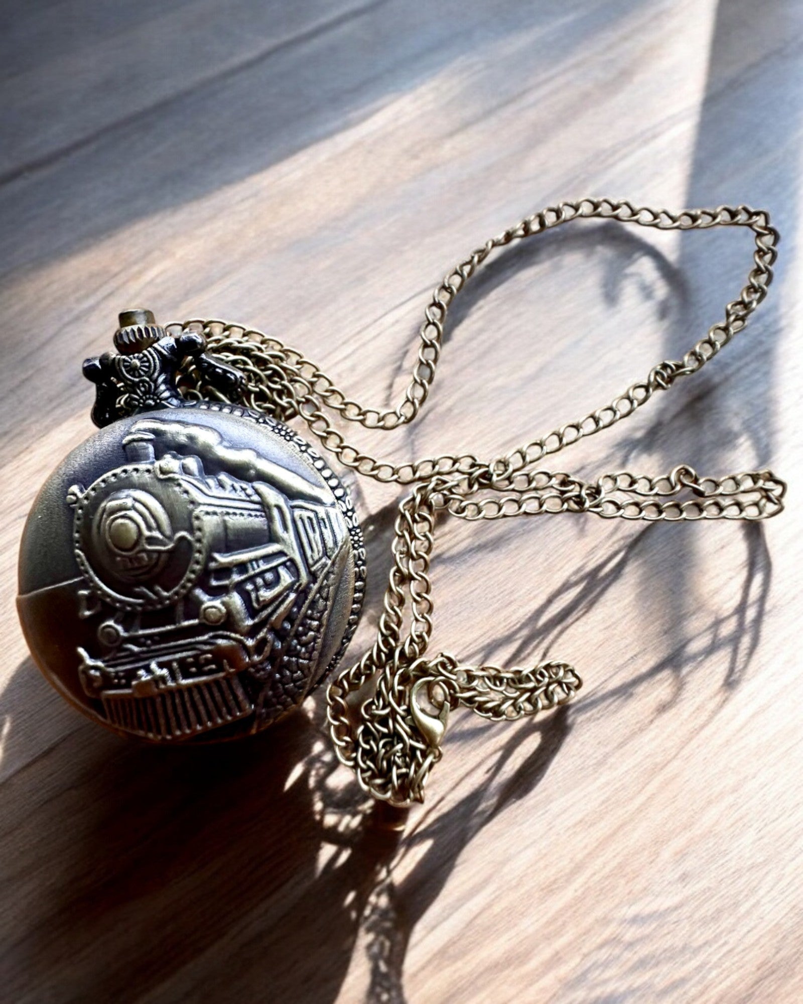 Time Locomotive Pocket Watch with Engraving, for Gift, Train Motif