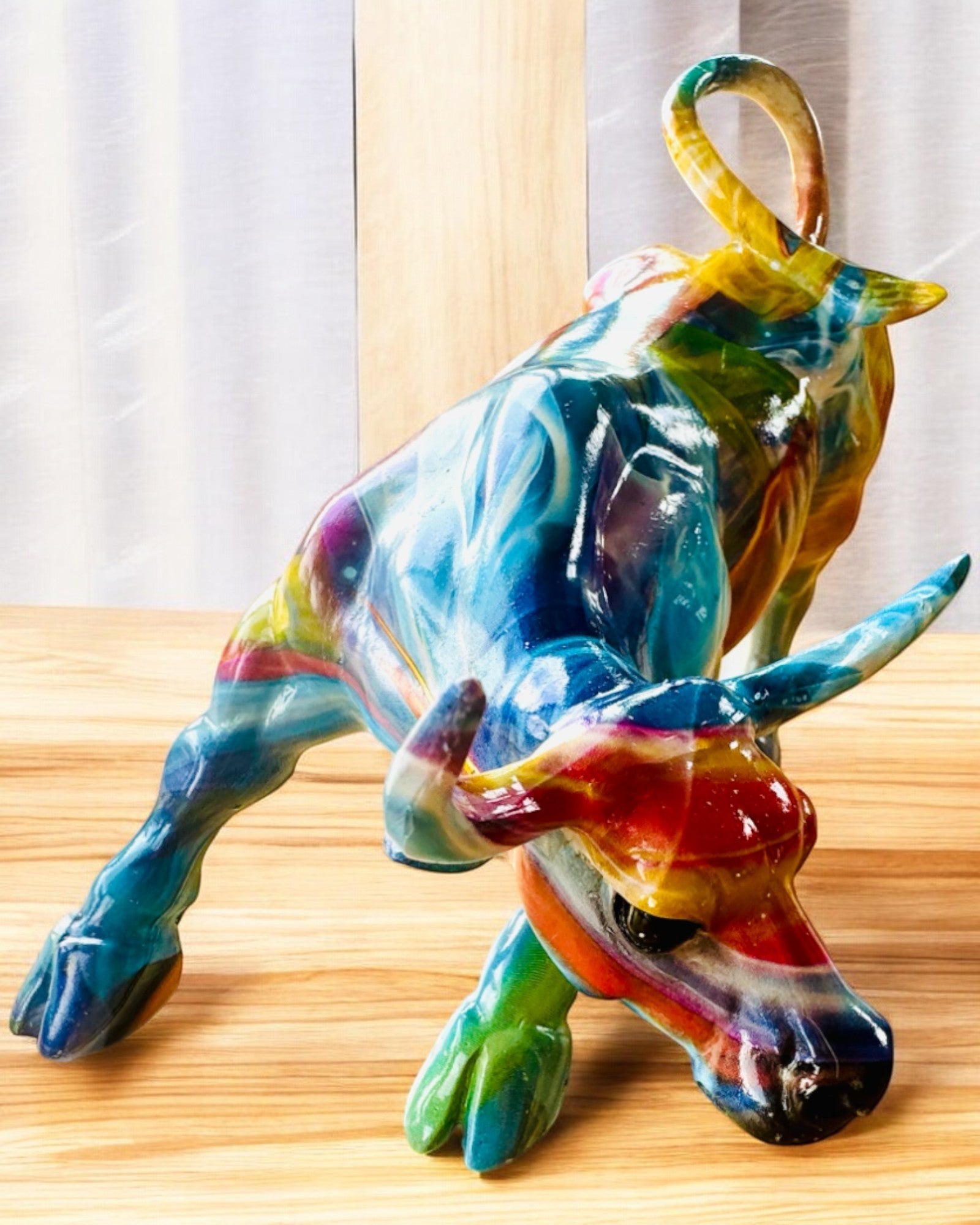 Decorative Bull Sculpture "BullArt" – Unique Art with Engraving Option - 4 Color Variants, for Personalized Gift
