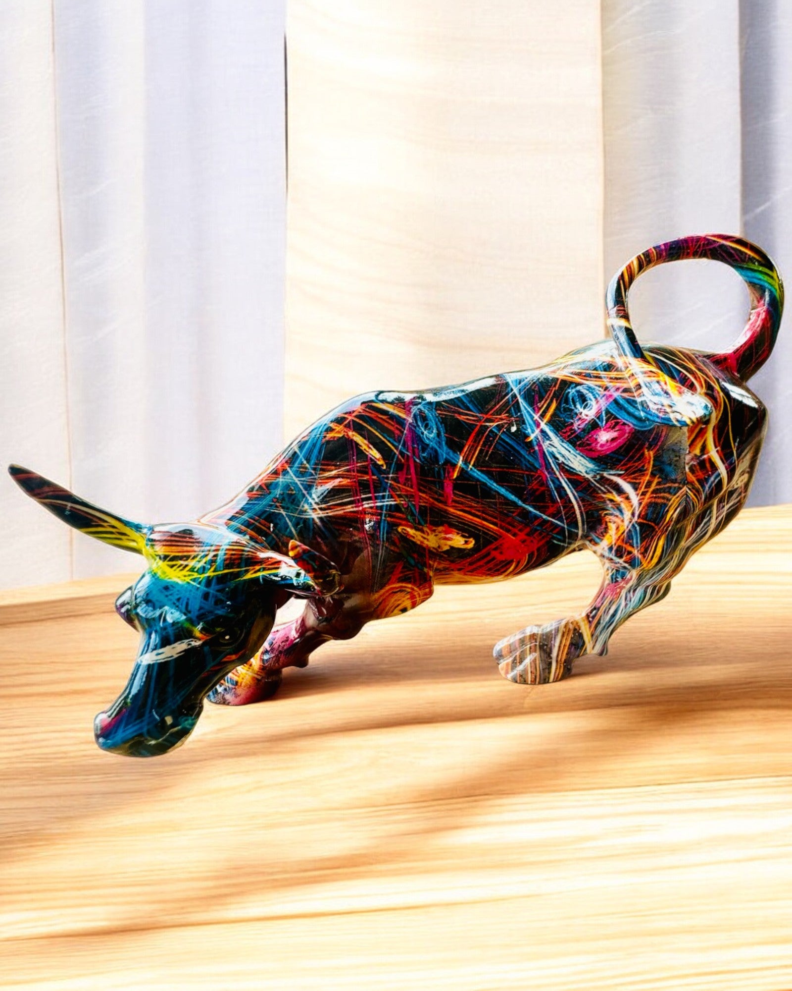 Decorative Bull Sculpture "BullArt" – Unique Art with Engraving Option - 4 Color Variants, for Personalized Gift