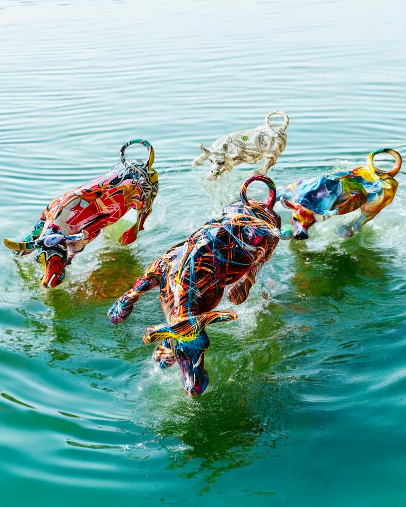 Decorative Bull Sculpture "BullArt" – Unique Art with Engraving Option - 4 Color Variants, for Personalized Gift