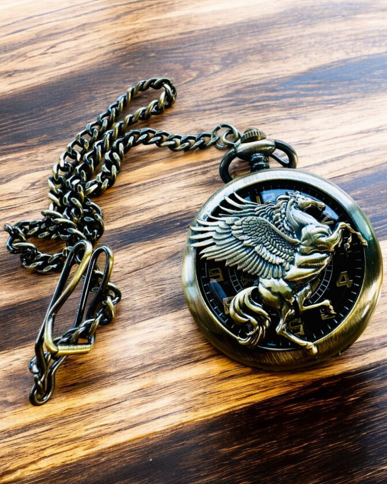 Pocket Watch "Equus Tempus" - Color: Copper, with Horse Motif, personalization with engraving available