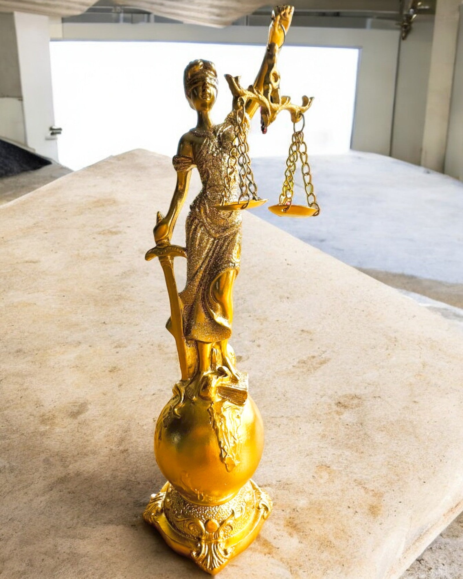 Goddess of Justice Statuette – Artistic Shelf Decoration, Resin Craft, personalization with engraving