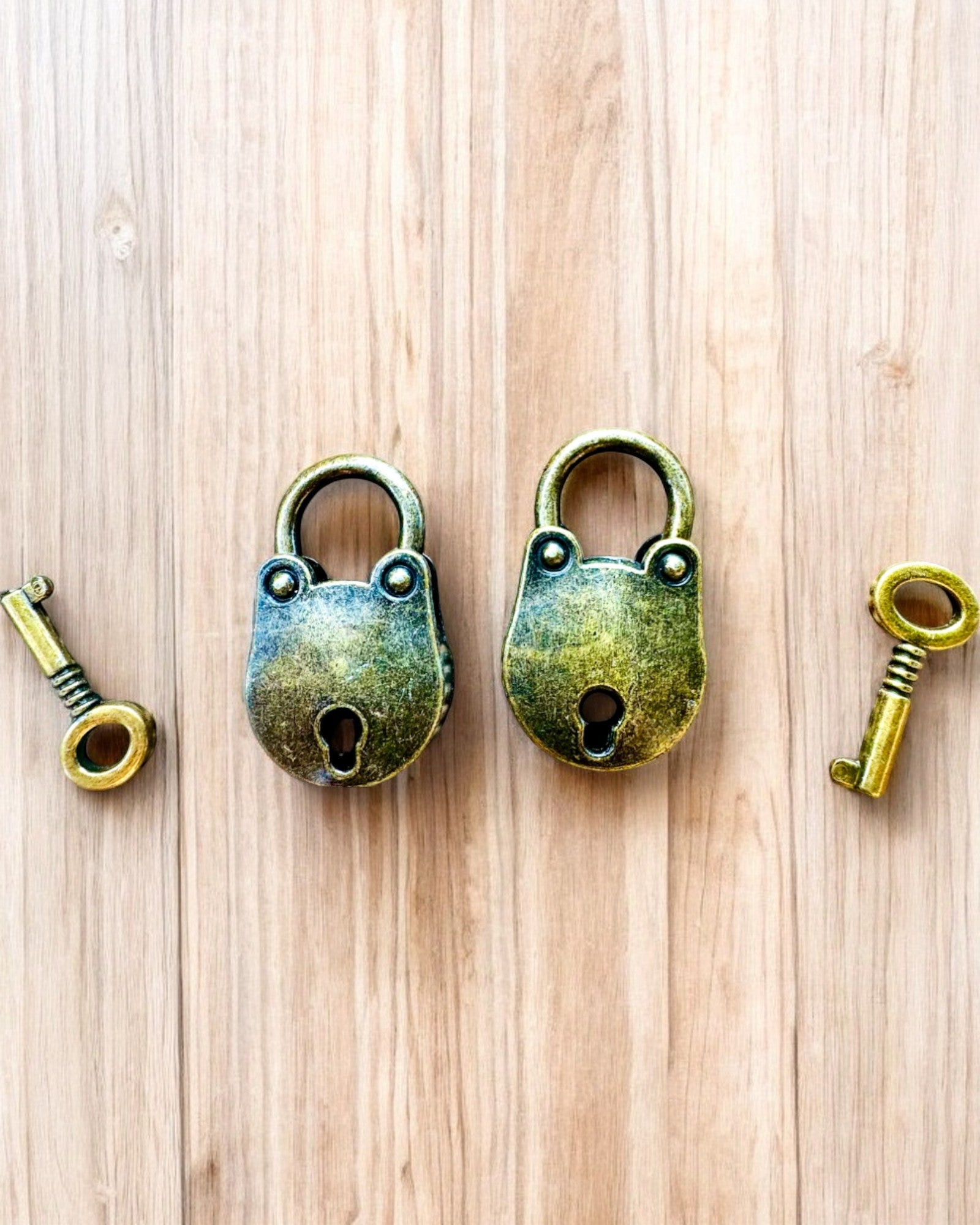 Miniature Love Padlocks - Set of 2 Engraved Retro Padlocks, personalization for a gift