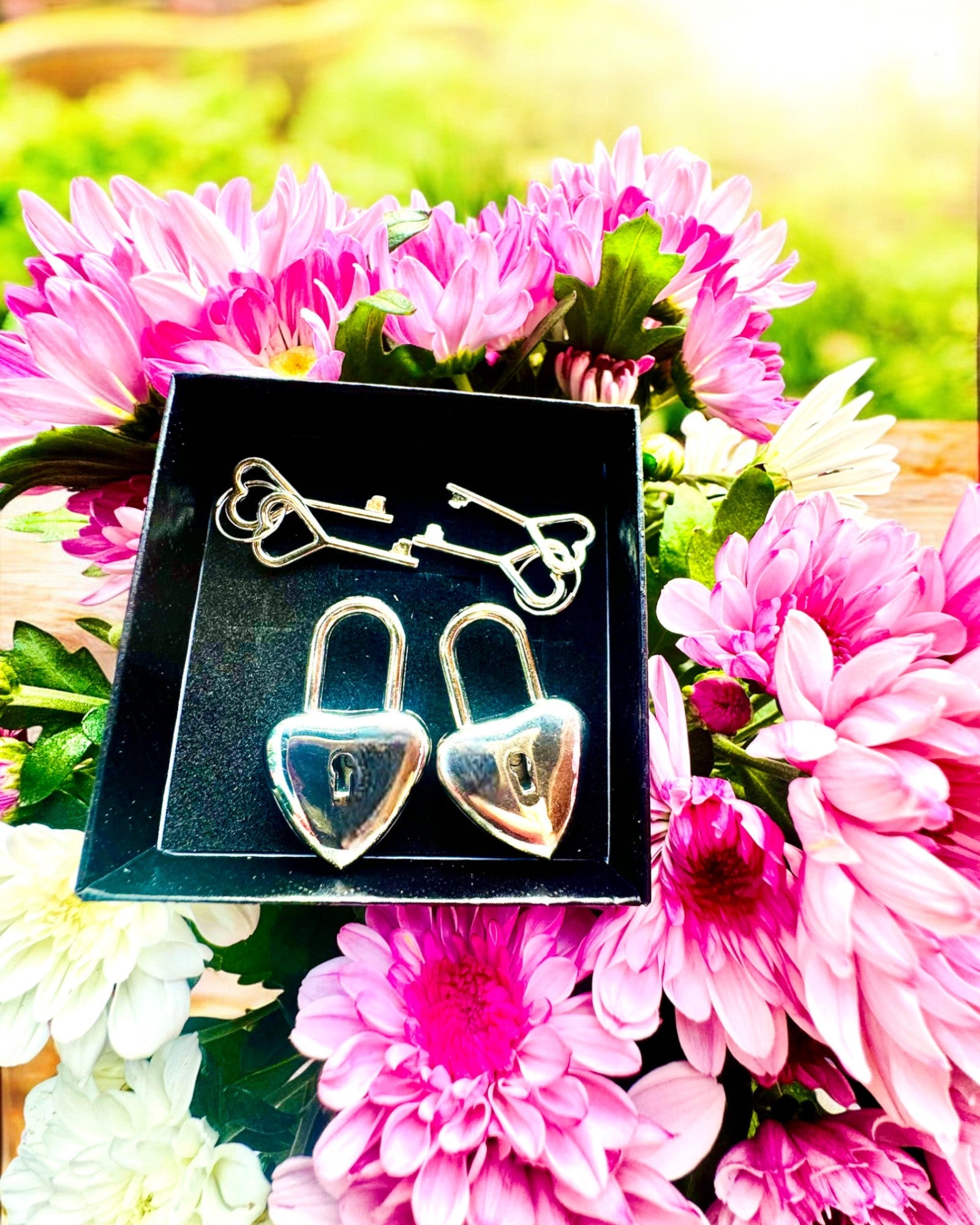 Keys of Love in Silver Color 2 Mini Heart-Shaped Padlocks, personalization with engraving available as a gift