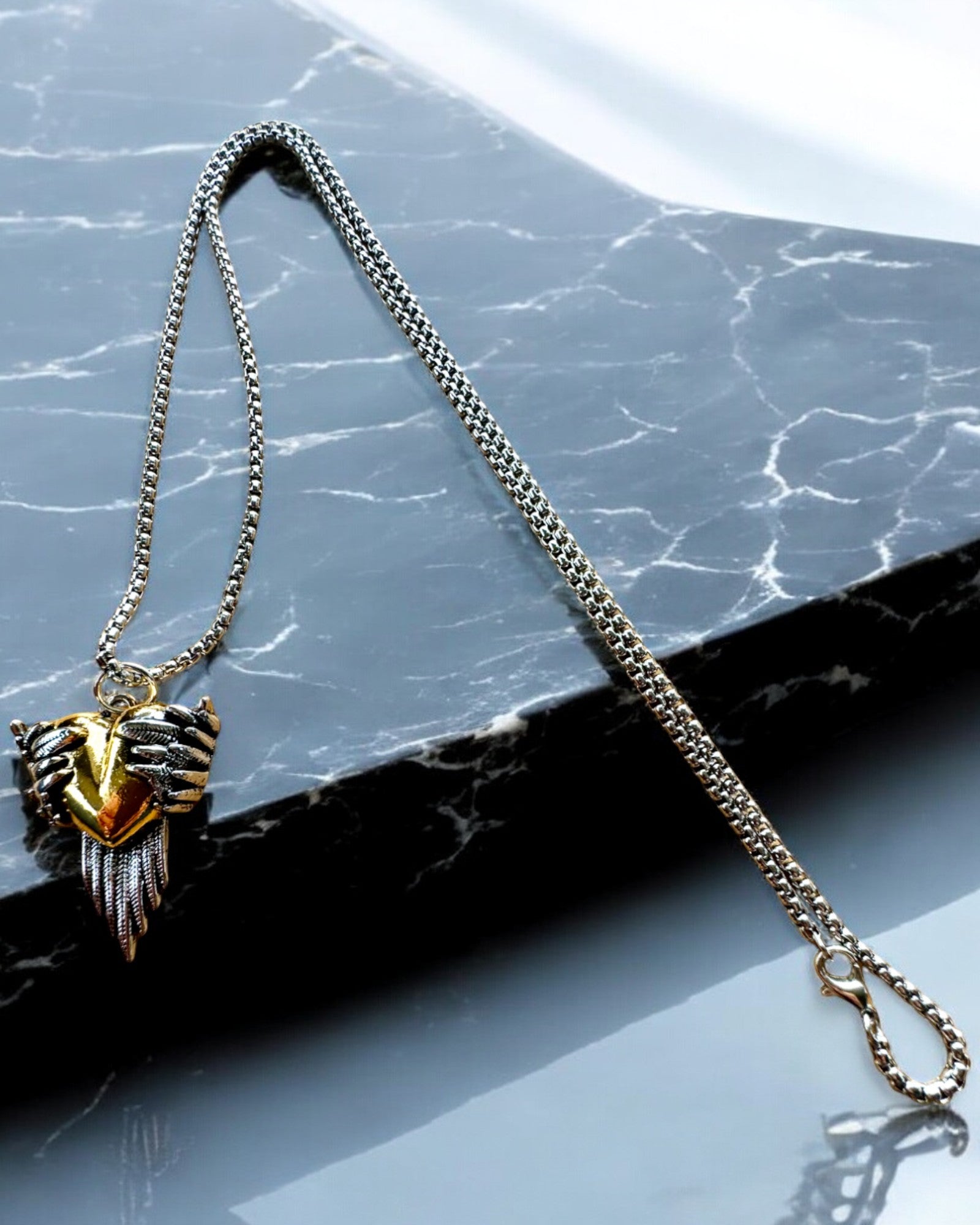 Amulet Heart Shooter Dark Wings of Love, possibility of personalization with engraving for a gift