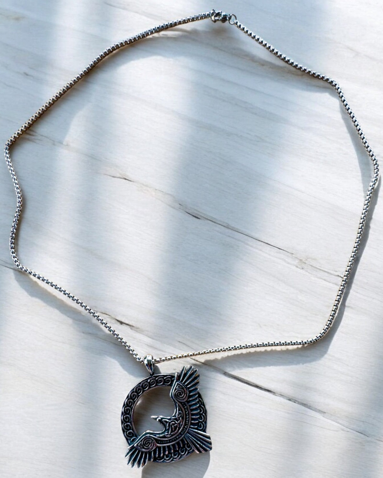 Amulet of the Steel Falcon - Necklace with engraving, inspired by Celtic art, as a gift