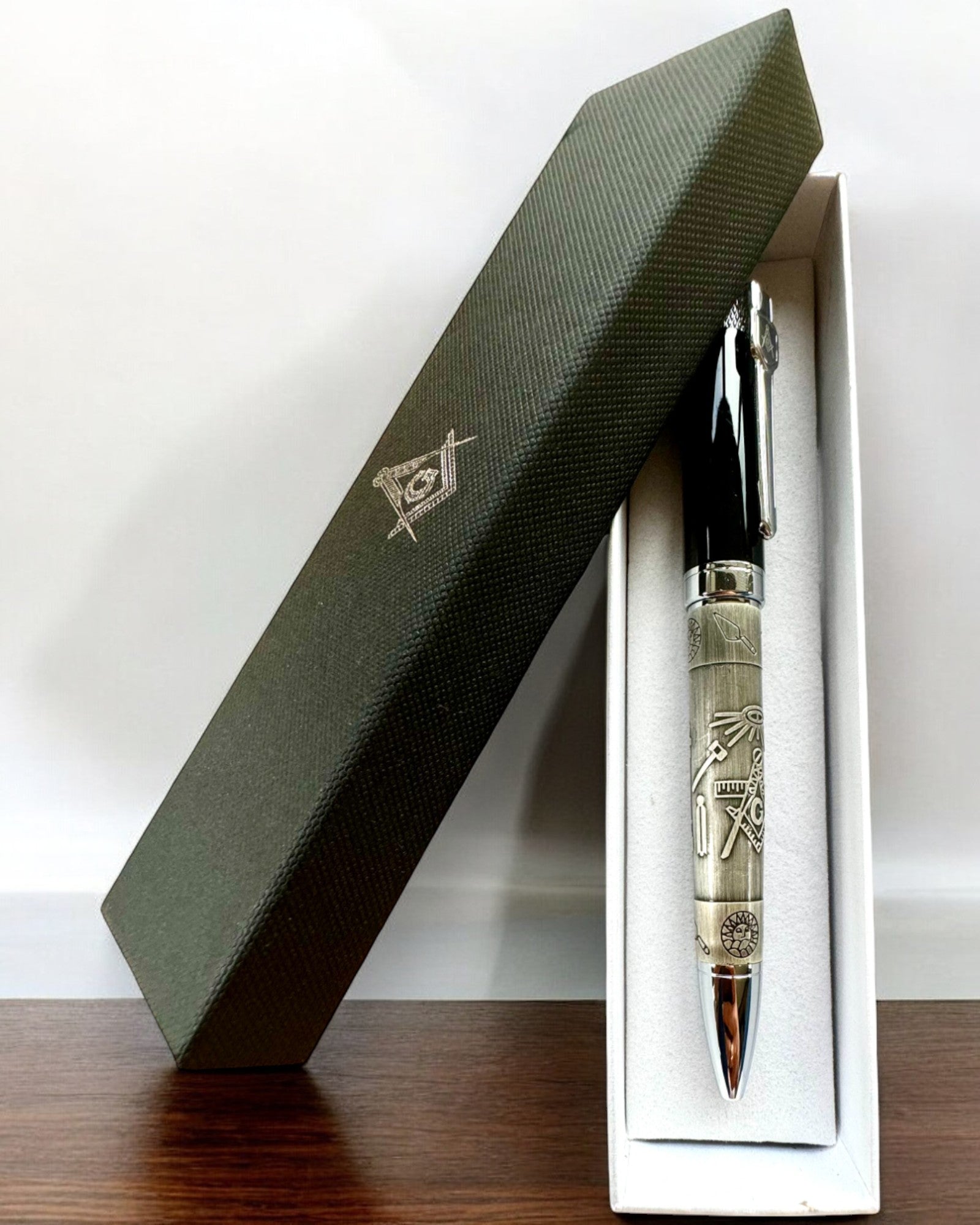 Elegant Pen "Masterful Harmony" with Engraving Option - Symbolic Motifs, Ancient Silver, personalization with engraving available as a gift