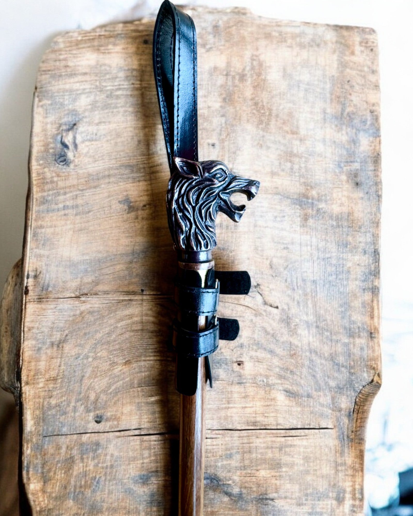 Black Panther Cane Cover with Engraving Option - Handcrafted from Natural Leather