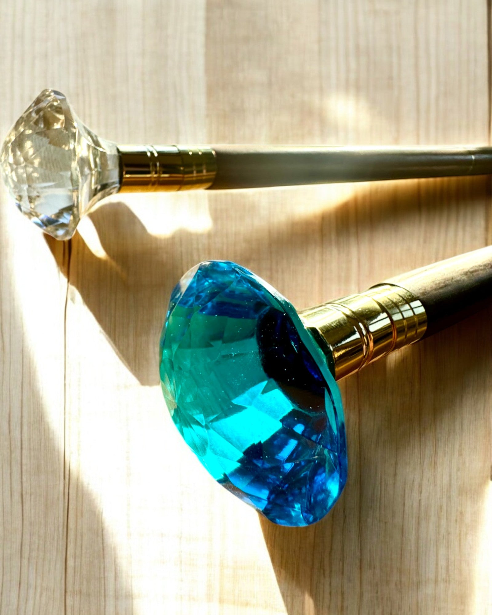 Walking cane "Diamond in bronze" - Wooden Handcrafted, engraving available