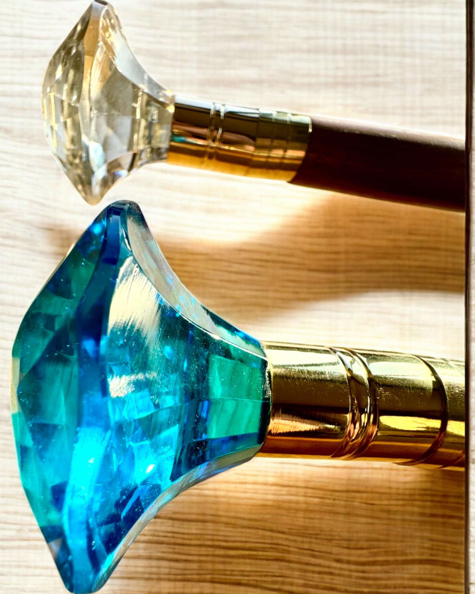 Walking cane "Diamond in bronze" - Wooden Handcrafted, engraving available