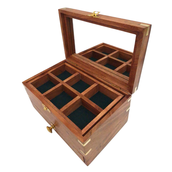 Large Wooden Jewelry Box – Organizer with Mirror - DNU-022