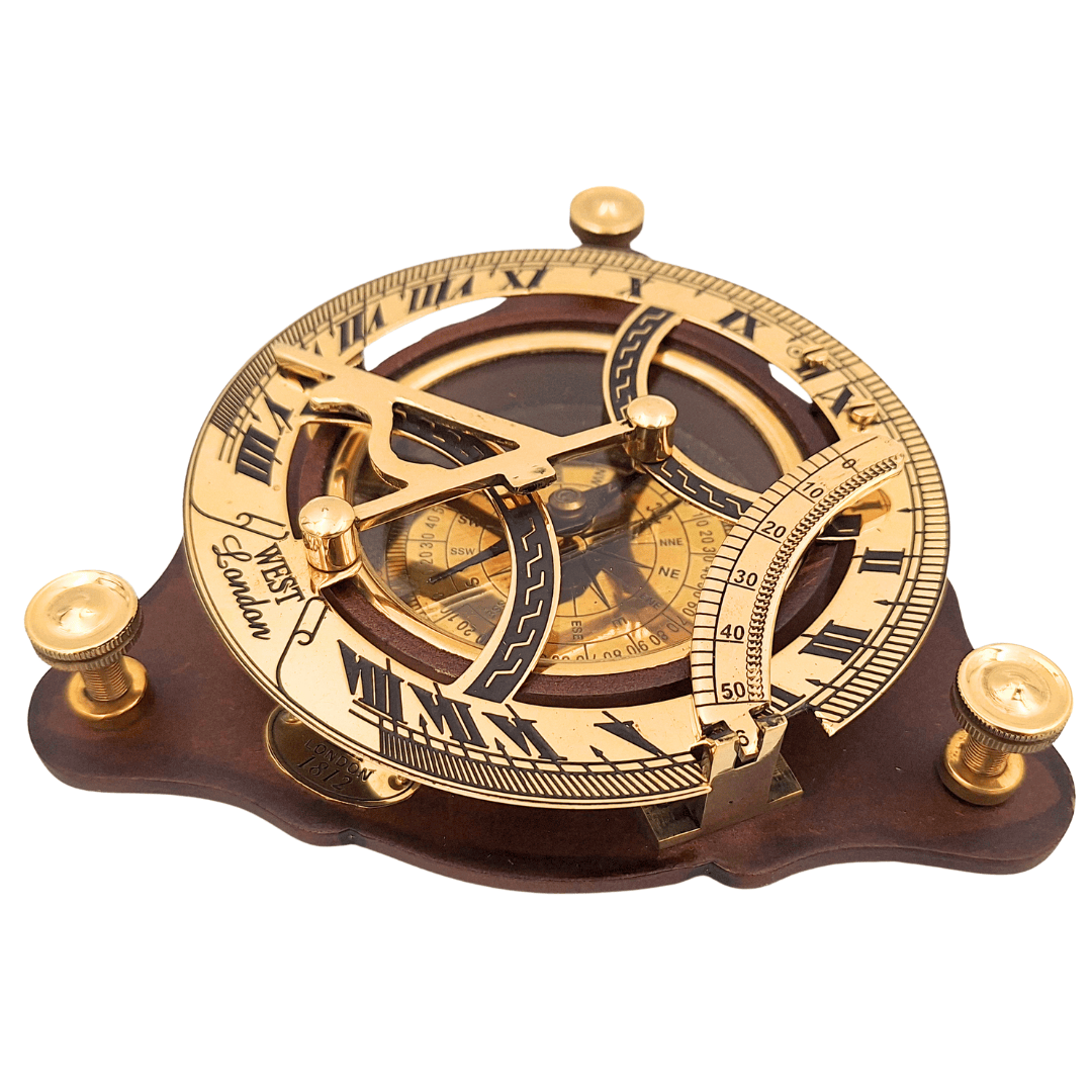Sundial with Compass on a Wooden Base C064