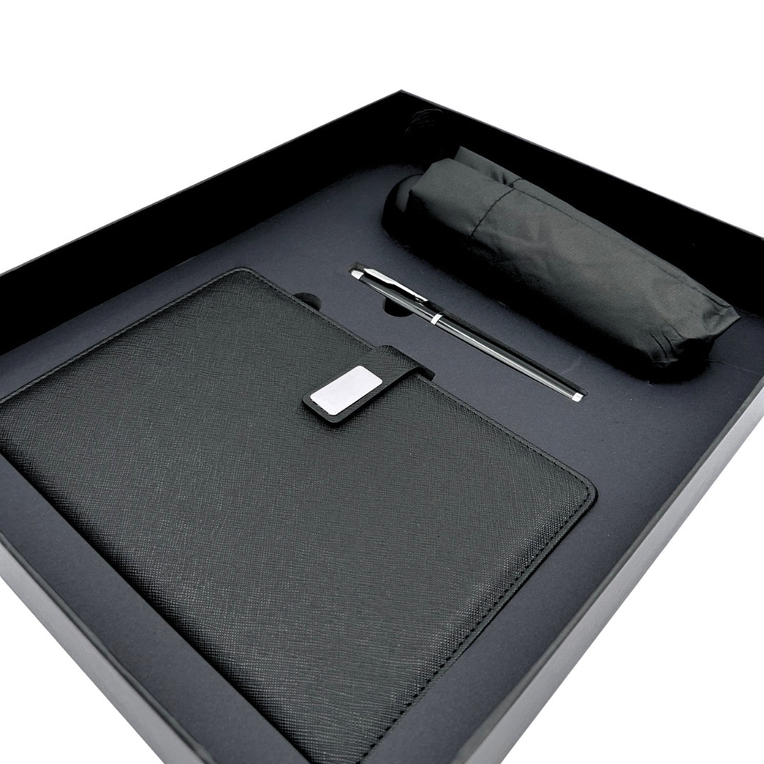 Elegant Gift Set - Leather Notebook with Umbrella and Pen in a Gift Box - EE12