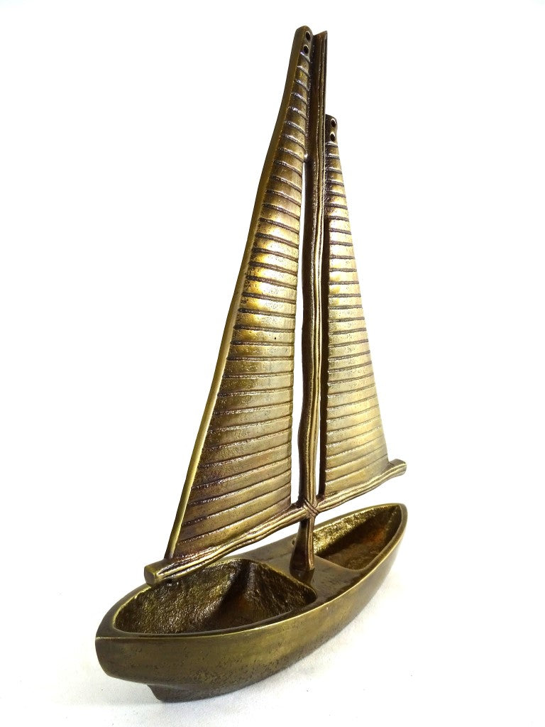 Gold Aluminum Yacht Model, Height 38cm - N-3670