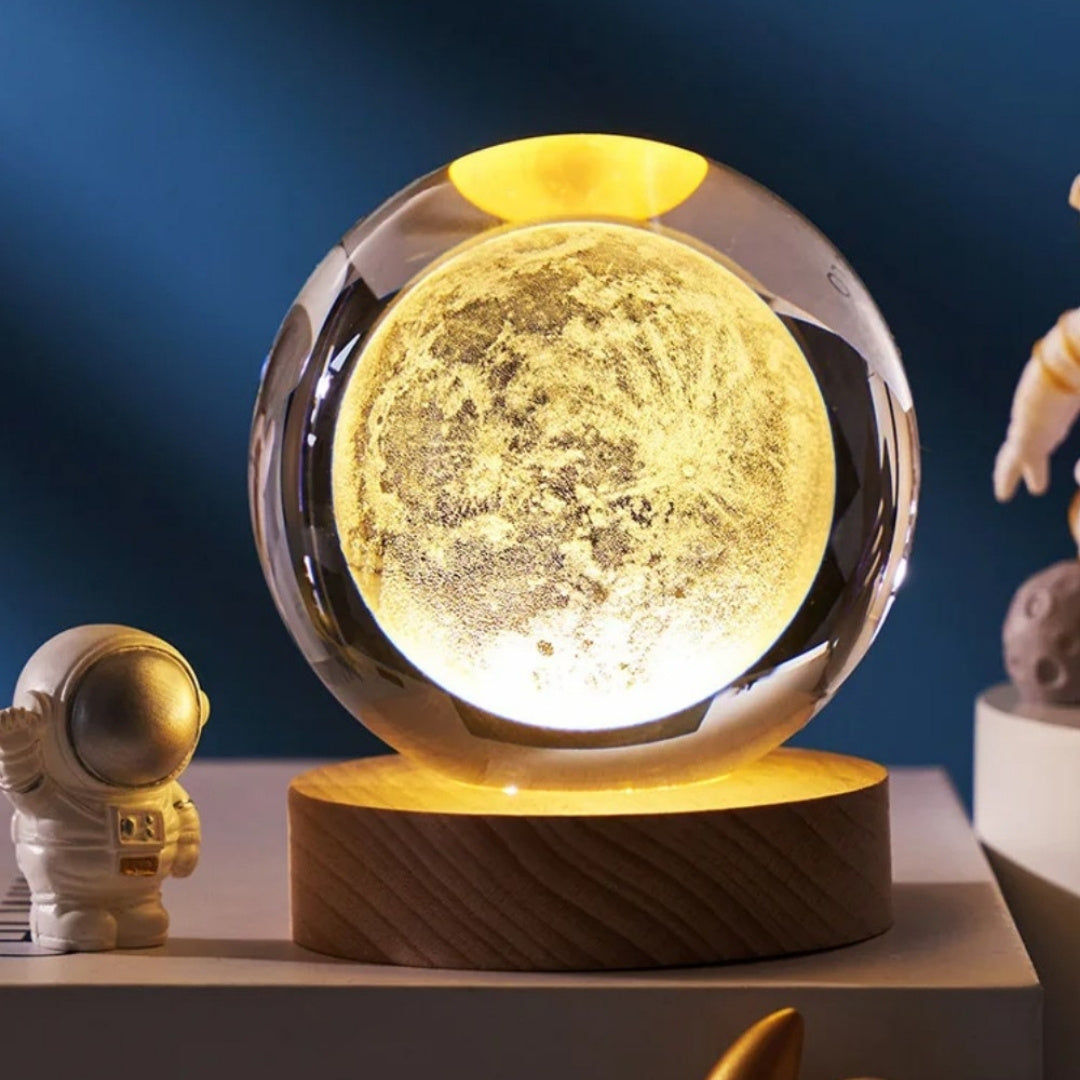 3D Glass Moon Sphere - LED USB Night Light - Desk Gadget
- KKS
