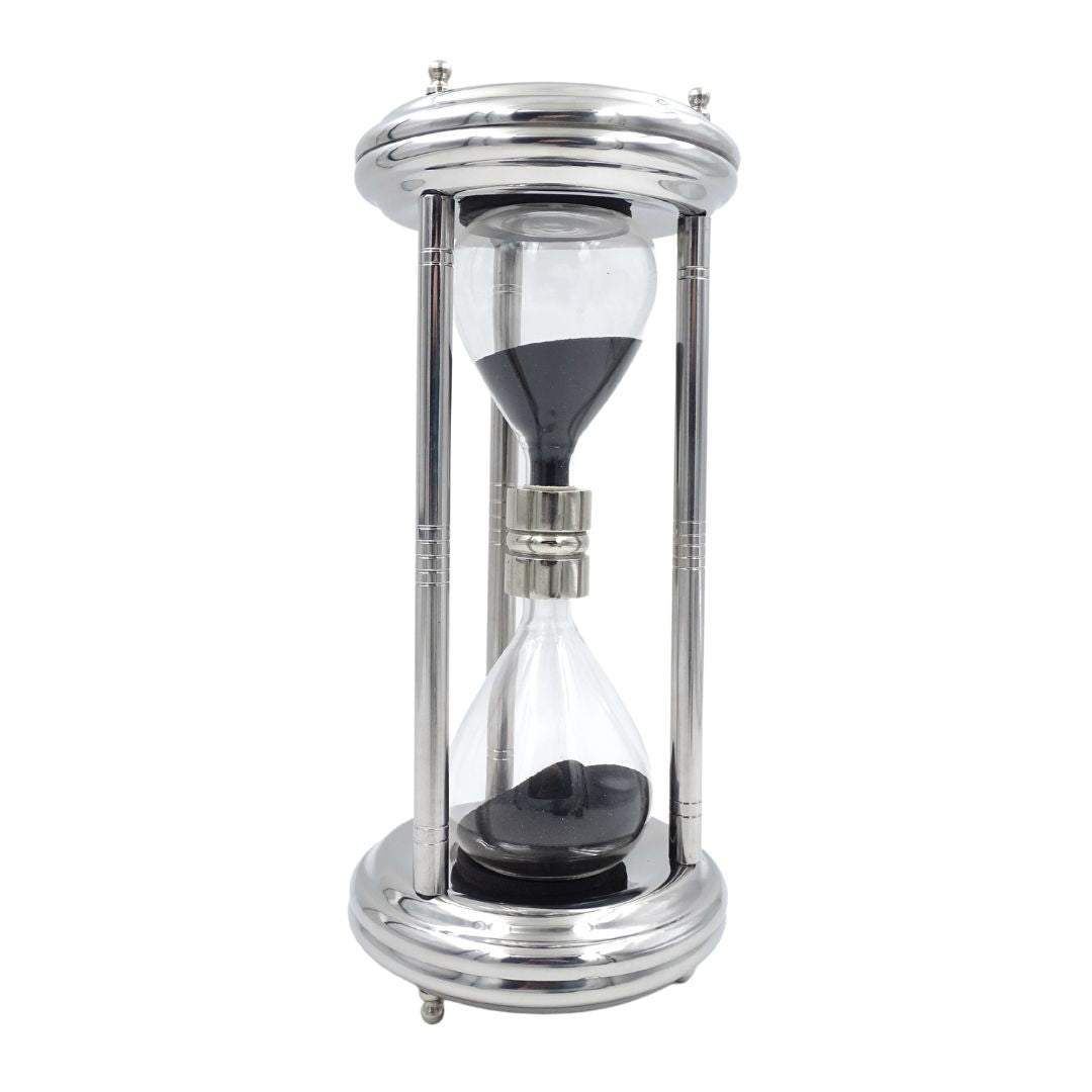 Large Silver 10-Minute Hourglass - Desk Decoration - MX 3015