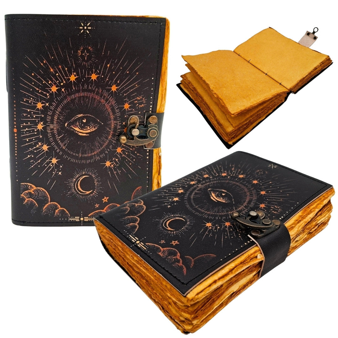 Retro Leather Notebook All-Seeing Eye - 200 Pages - Goat Leather - AH19