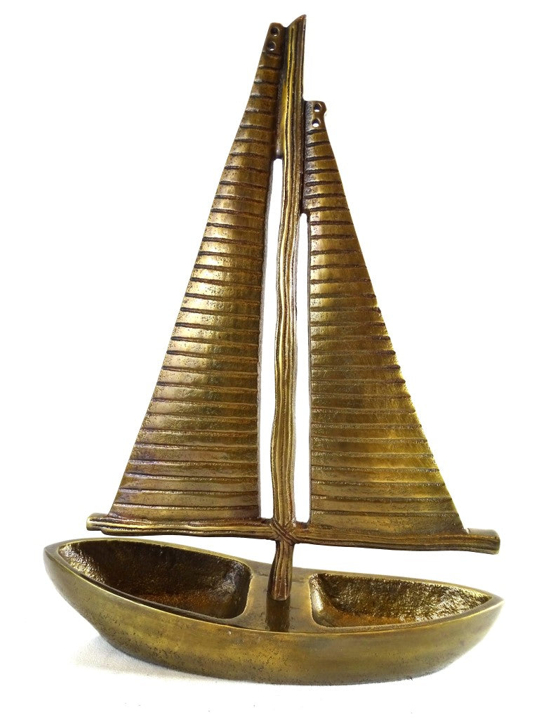 Gold Aluminum Yacht Model, Height 38cm - N-3670