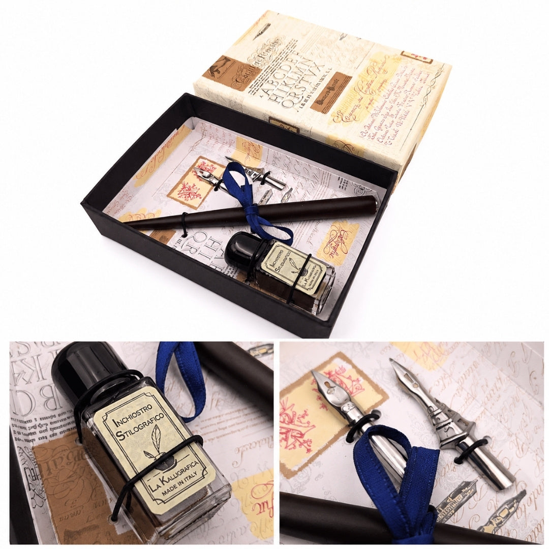 Calligraphy Set - Pen with Two Nibs + Inkwell - 5422