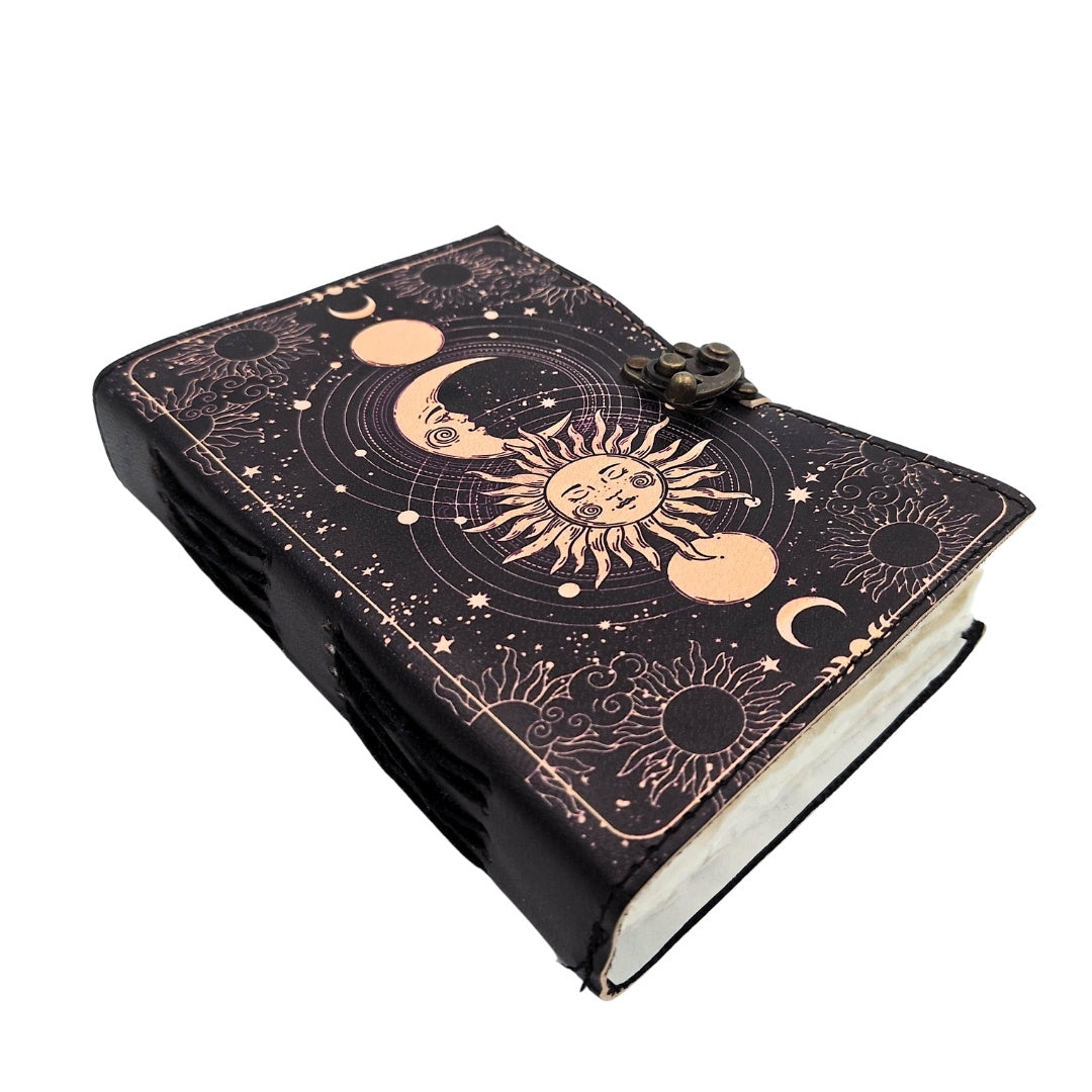 Decorative Leather Notebook Sun and Moon 200 Pages - AH07
