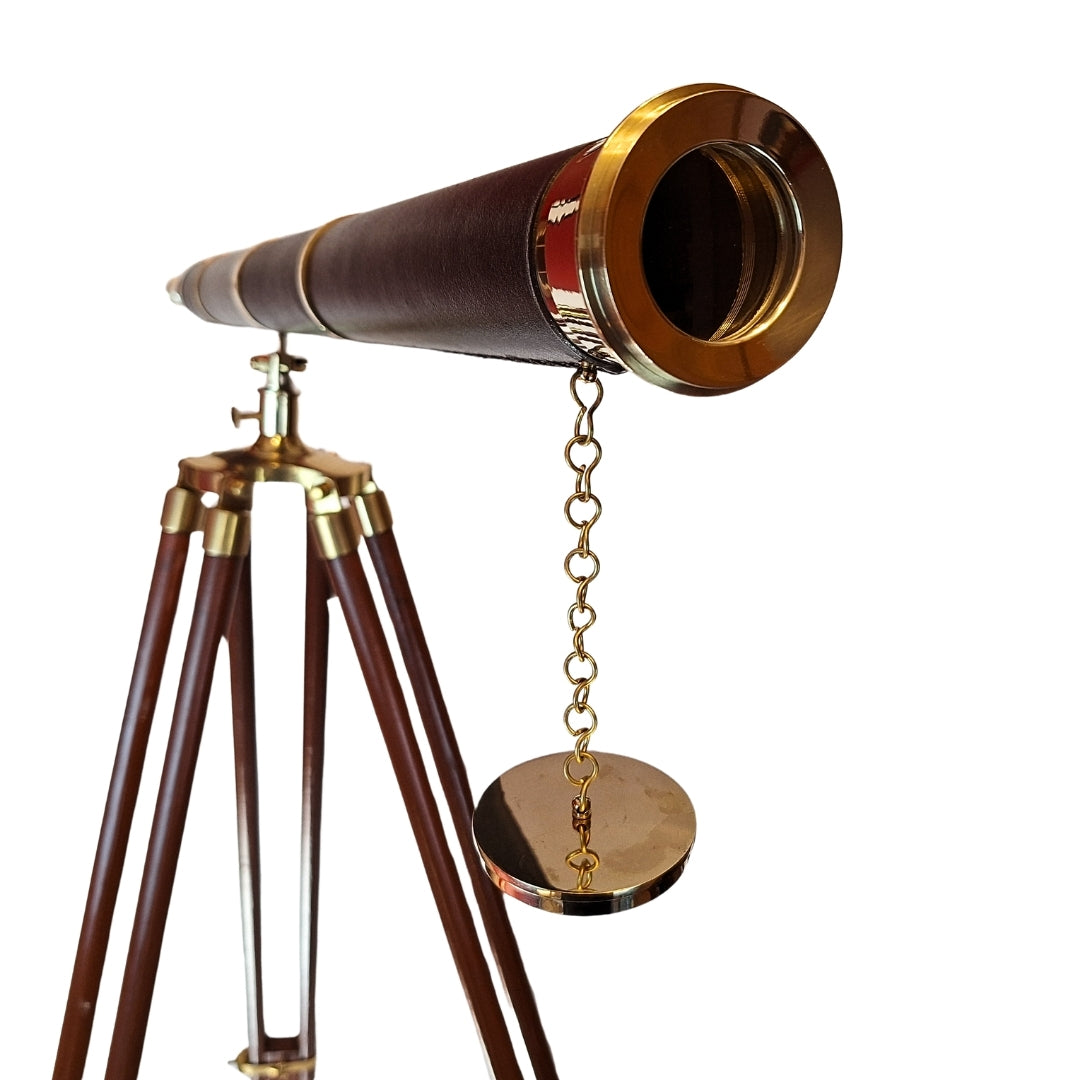 Large decorative telescope on wooden tripod – TWSS