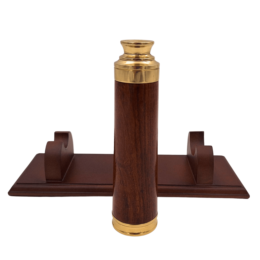 Brass and Wooden Spyglass on an Elegant Wooden Base – Retro Decoration – CER029