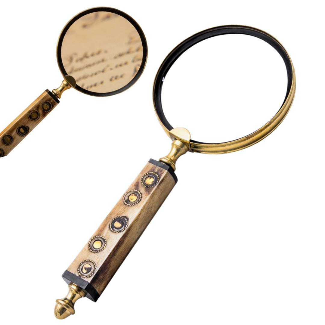 Retro Brass Magnifying Glass for Reading with Bone Handle - NI810