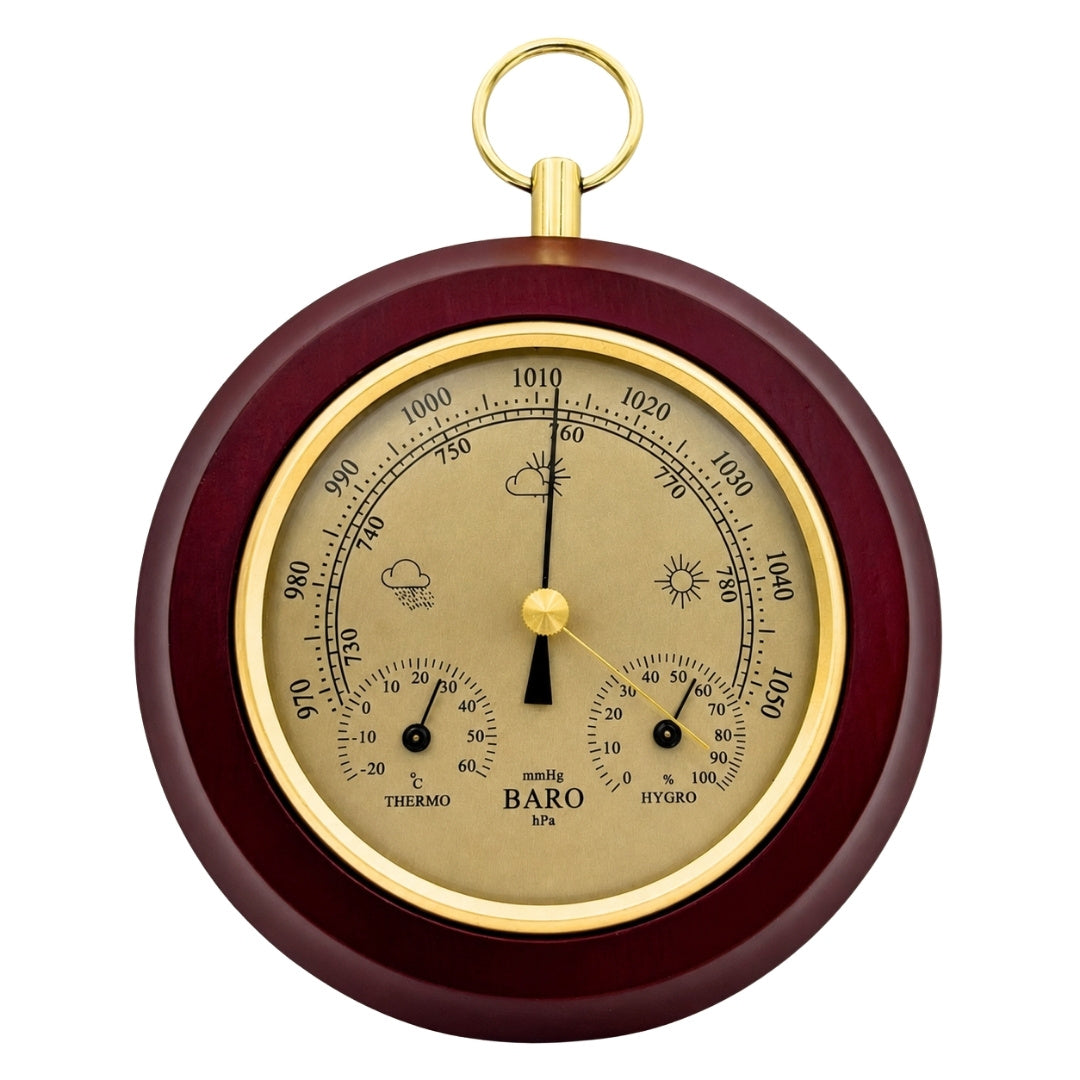 3-in-1 Weather Station Thermometer Barometer Hygrometer Round - YG386