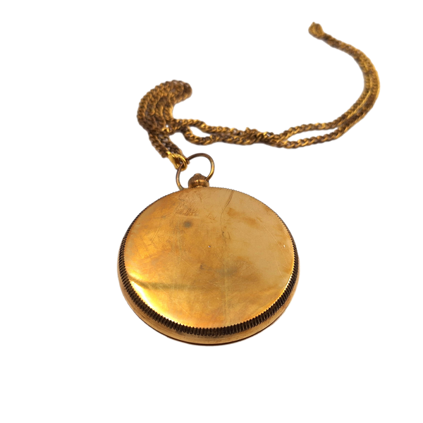 Brass compass on a chain in a leather case - CN215/2.5