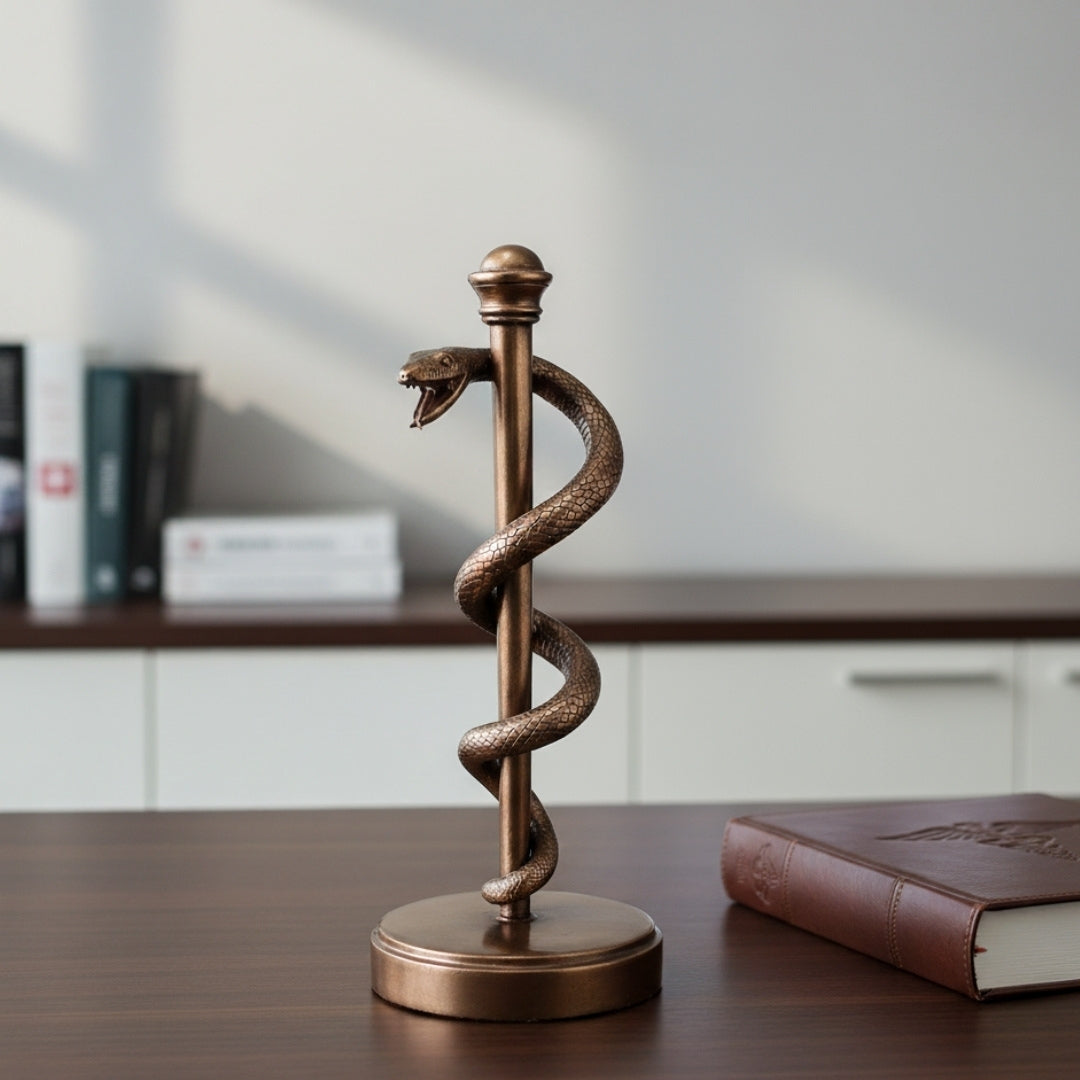Rod of Asclepius Figurine Gift for a Doctor or Medic - 30 cm Resin - MC-9634