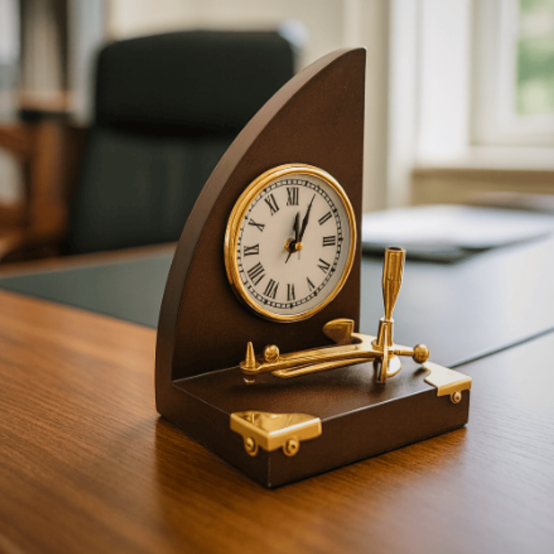 Nautical Desk Set: Clock and Pen Holder - Yacht – TC025
