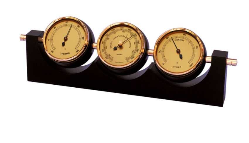 Exclusive Fischer Weather Station - Barometer Hygrometer Thermometer - Brass Mahogany – 7894-22